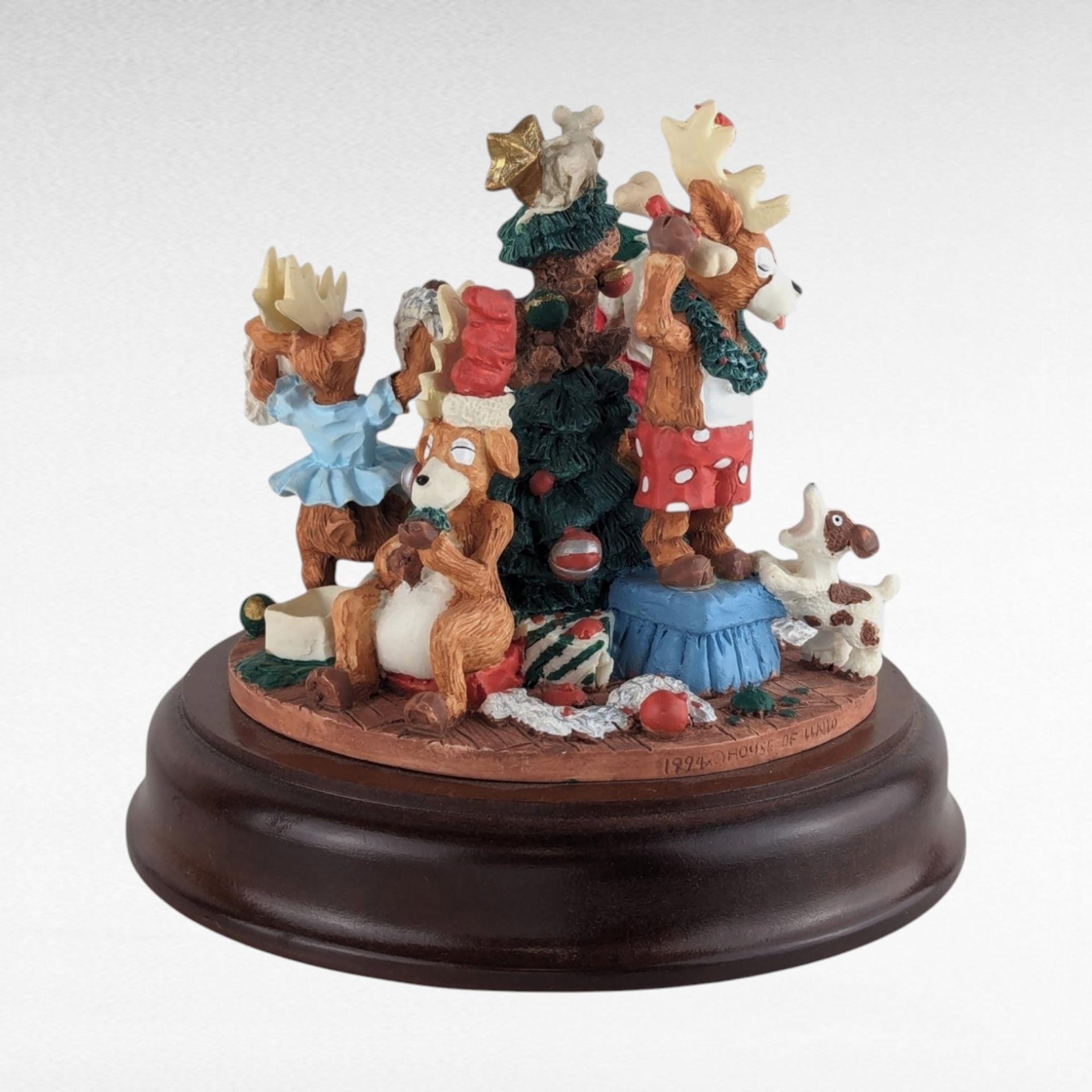 Vintage House of Lloyd "Wreck the Halls" Christmas Music Box, Santa Figurine, Holiday Decor, Collectible