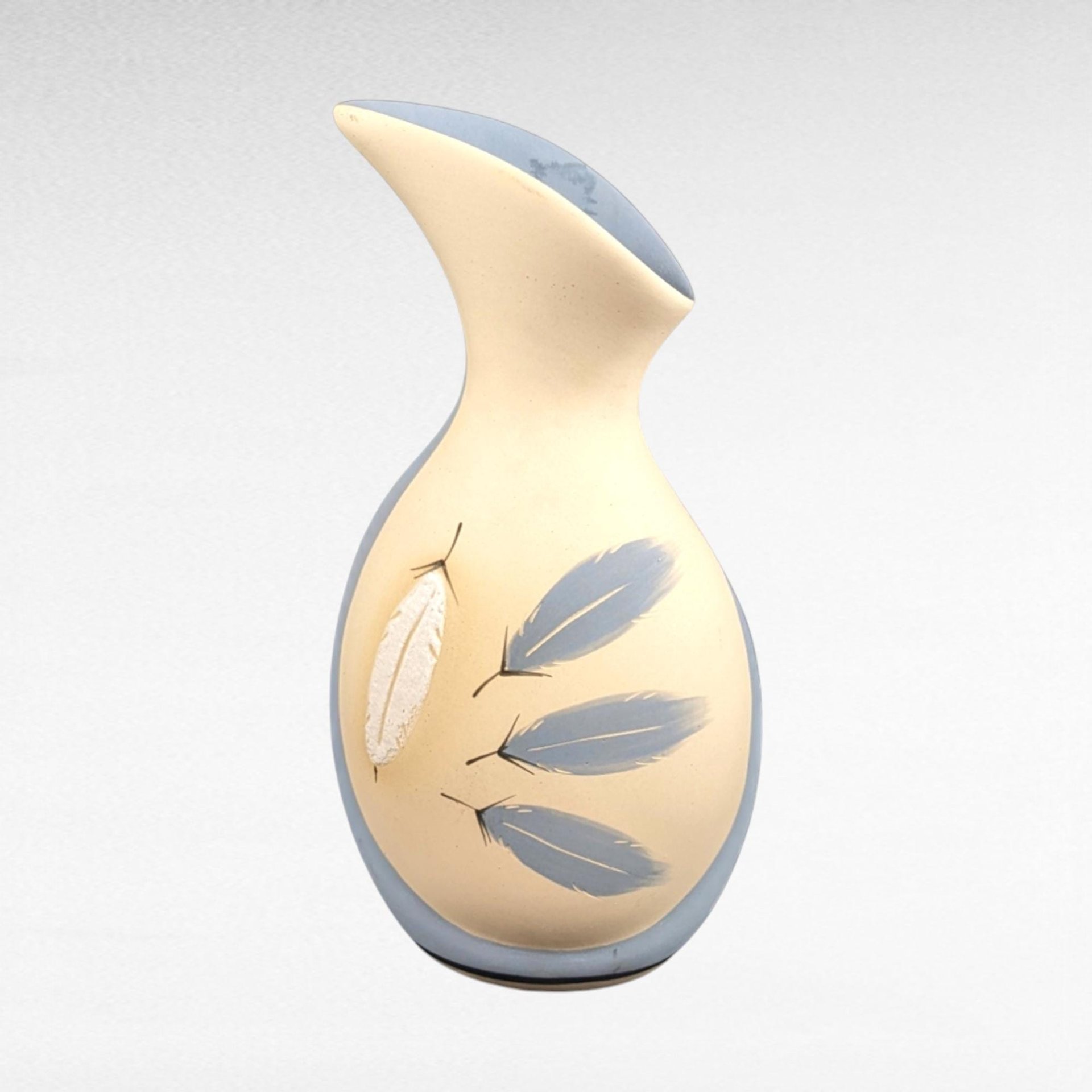 Desert Pueblo Pottery Vase | Blue Feather Design | Hand Painted Ceramic Vase | Southwestern Decor