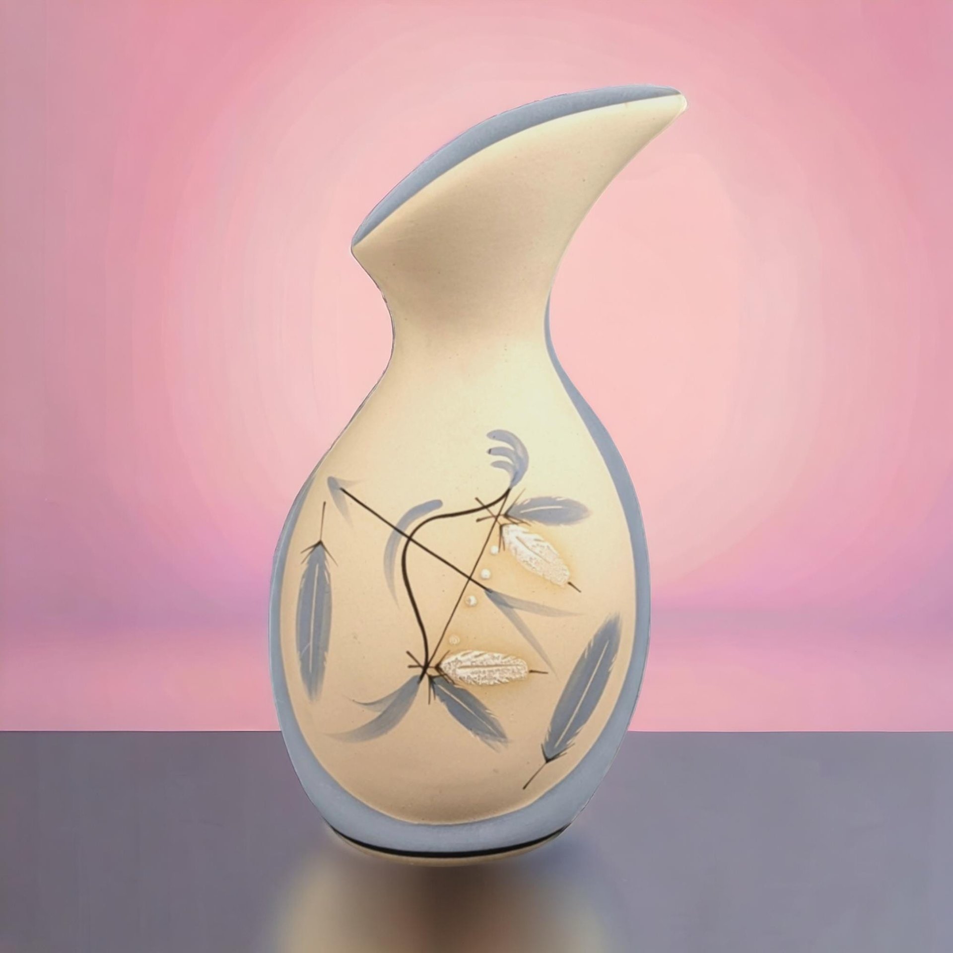 Desert Pueblo Pottery Vase | Blue Feather Design | Hand Painted Ceramic Vase | Southwestern Decor