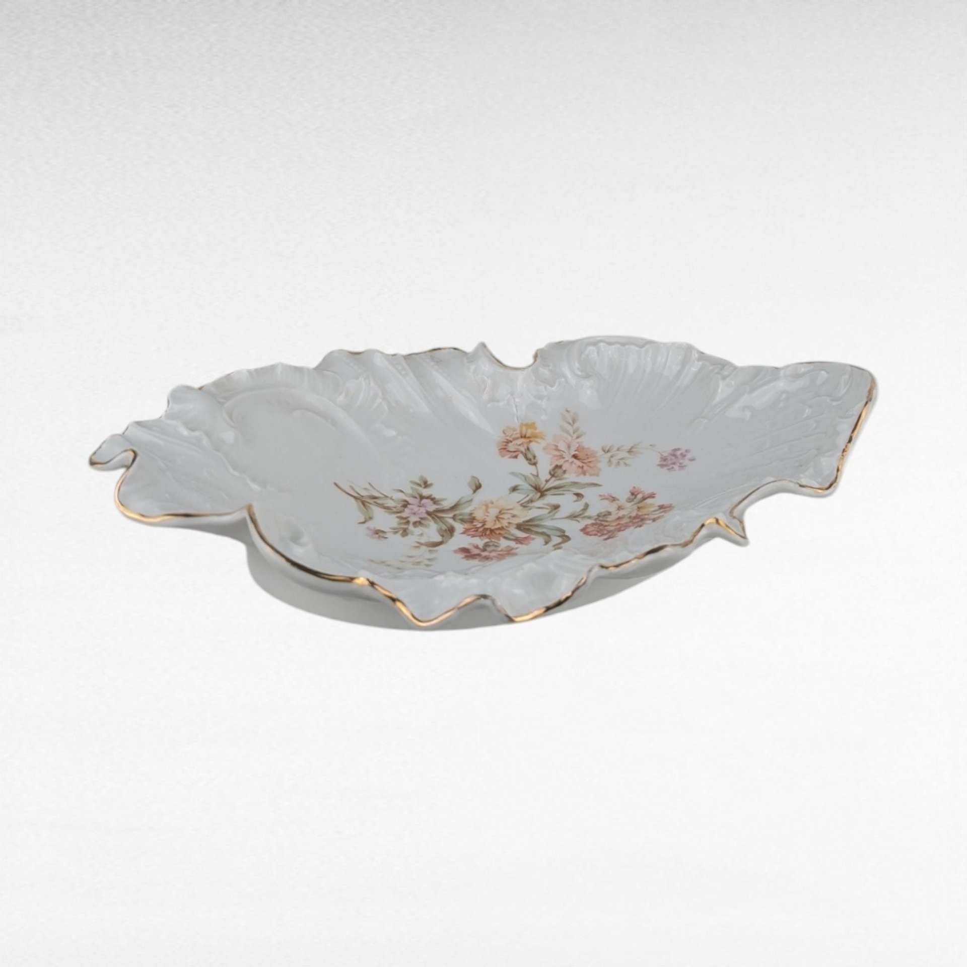 CT Carl Tielsch Germany 13" Porcelain Bowl | Antique Serving Bowl | Floral & Gold Decor