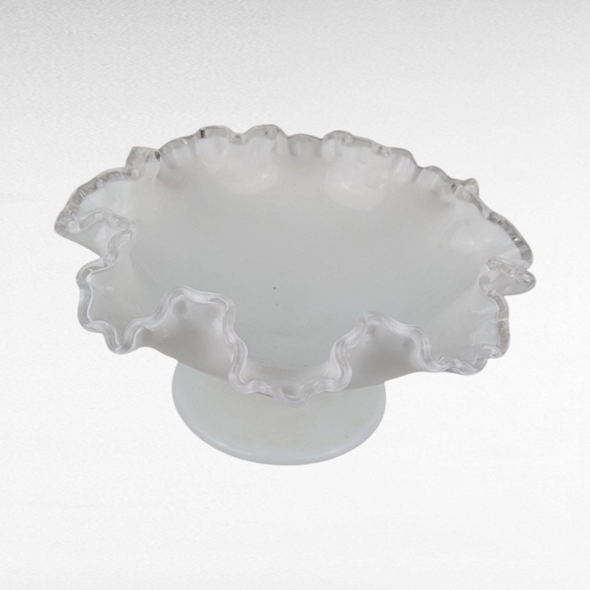 Fenton Silvercrest Milk Glass Ruffled Pedestal Dish | Vintage Candy Dish | 1960s Glassware | Candy Dish