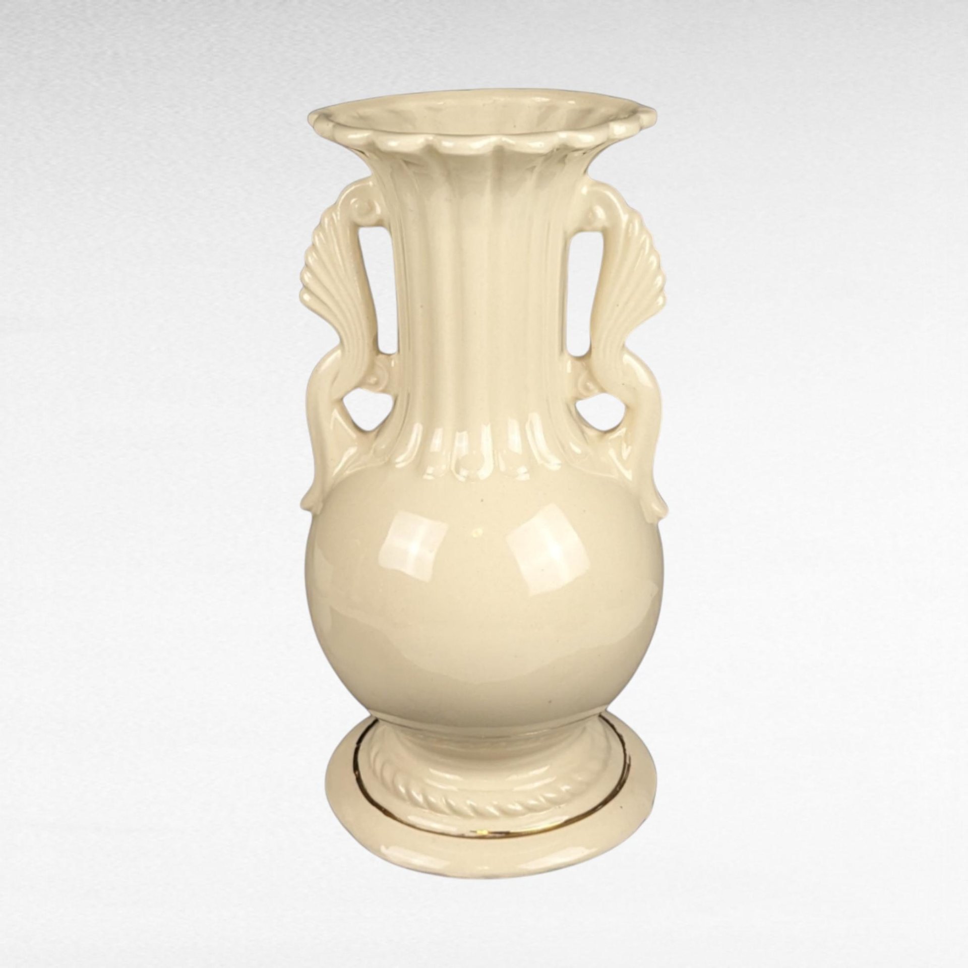Vintage Porcelain Vase with Handles | Floral Design | USA 29A | 10 Inch | Home Decor