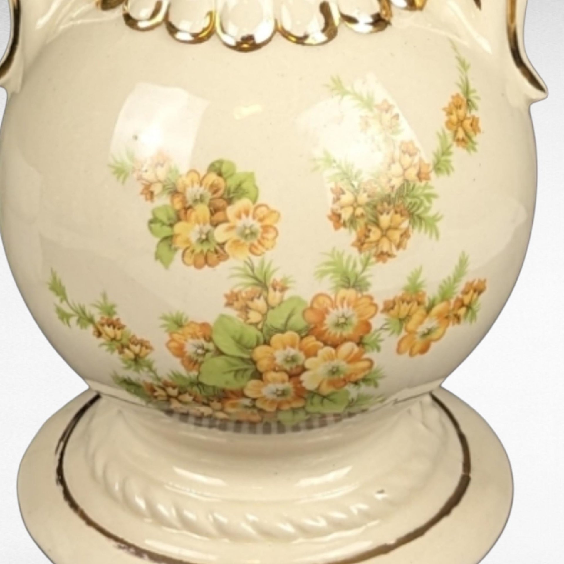 Vintage Porcelain Vase with Handles | Floral Design | USA 29A | 10 Inch | Home Decor