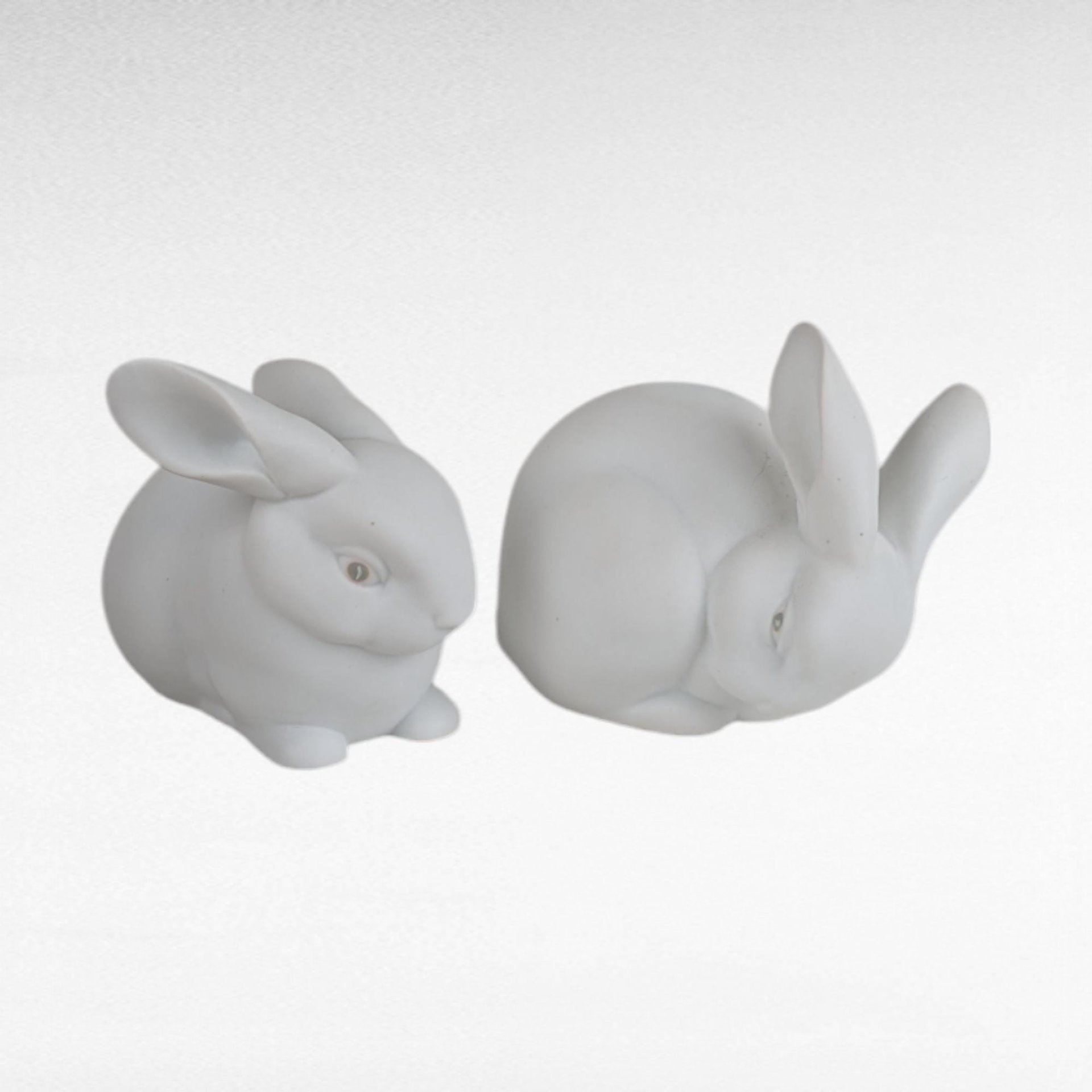 Vintage Dept 56 White Bunnies Pair | Porcelain Figurines | Easter Decor
