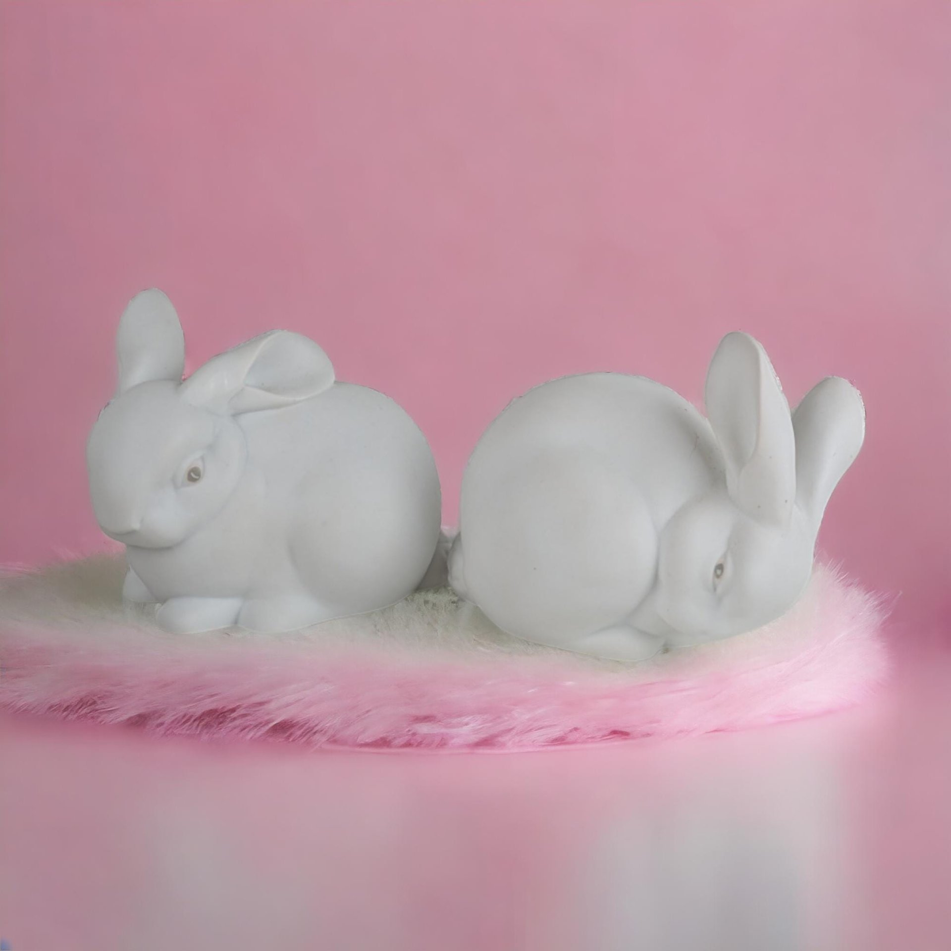 Vintage Dept 56 White Bunnies Pair | Porcelain Figurines | Easter Decor