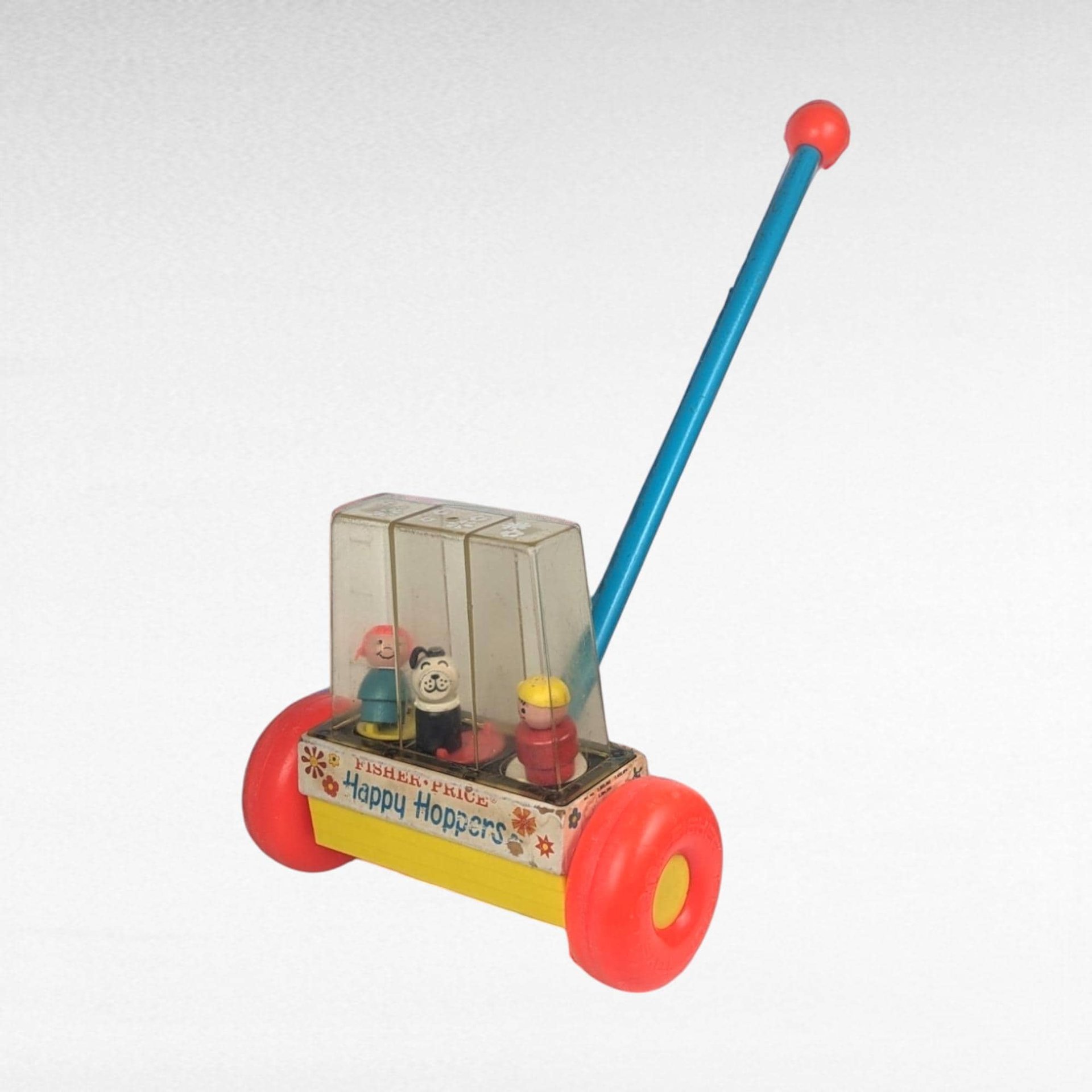 Vintage 1969 Fisher Price Happy Hoppers Push Toy - Classic Toddler Walking Toy - Collectible Mid Century Modern Toy