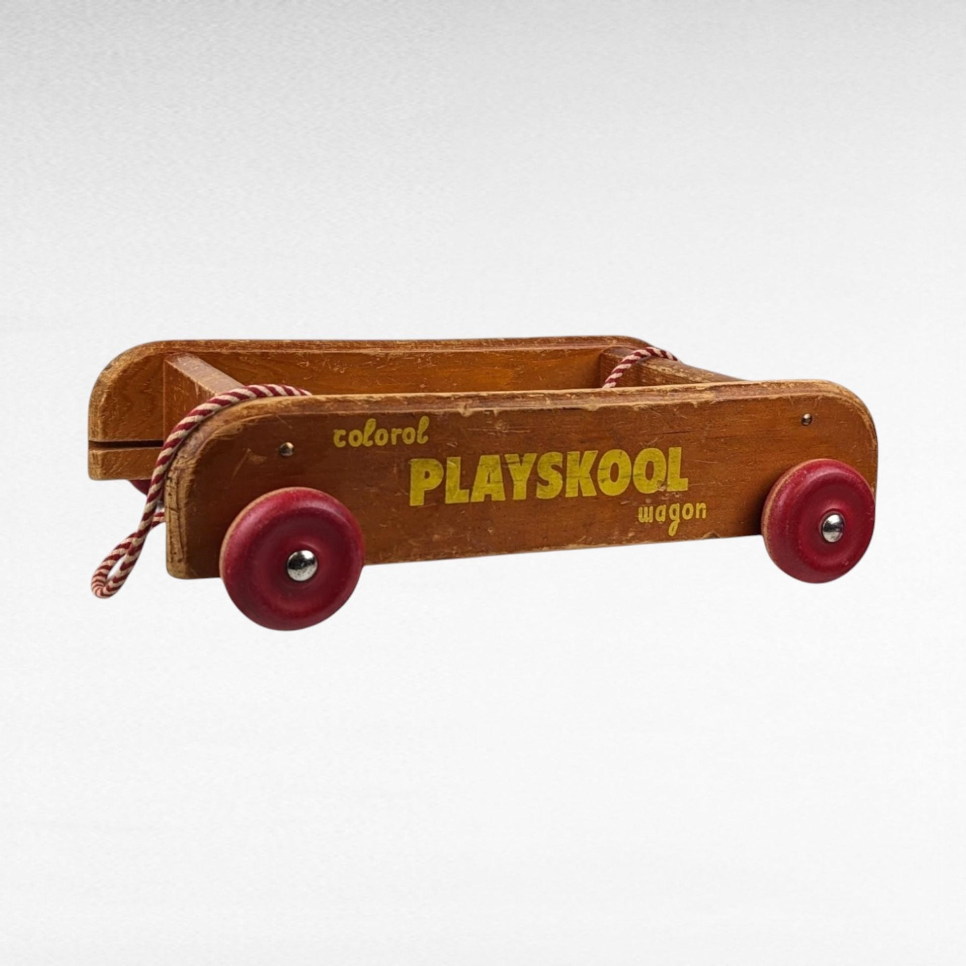 Vintage Playskool Colorol Wagon with Blocks | Wooden Pull Toy | Classic Toy | 1950s Toy | Educational Toy