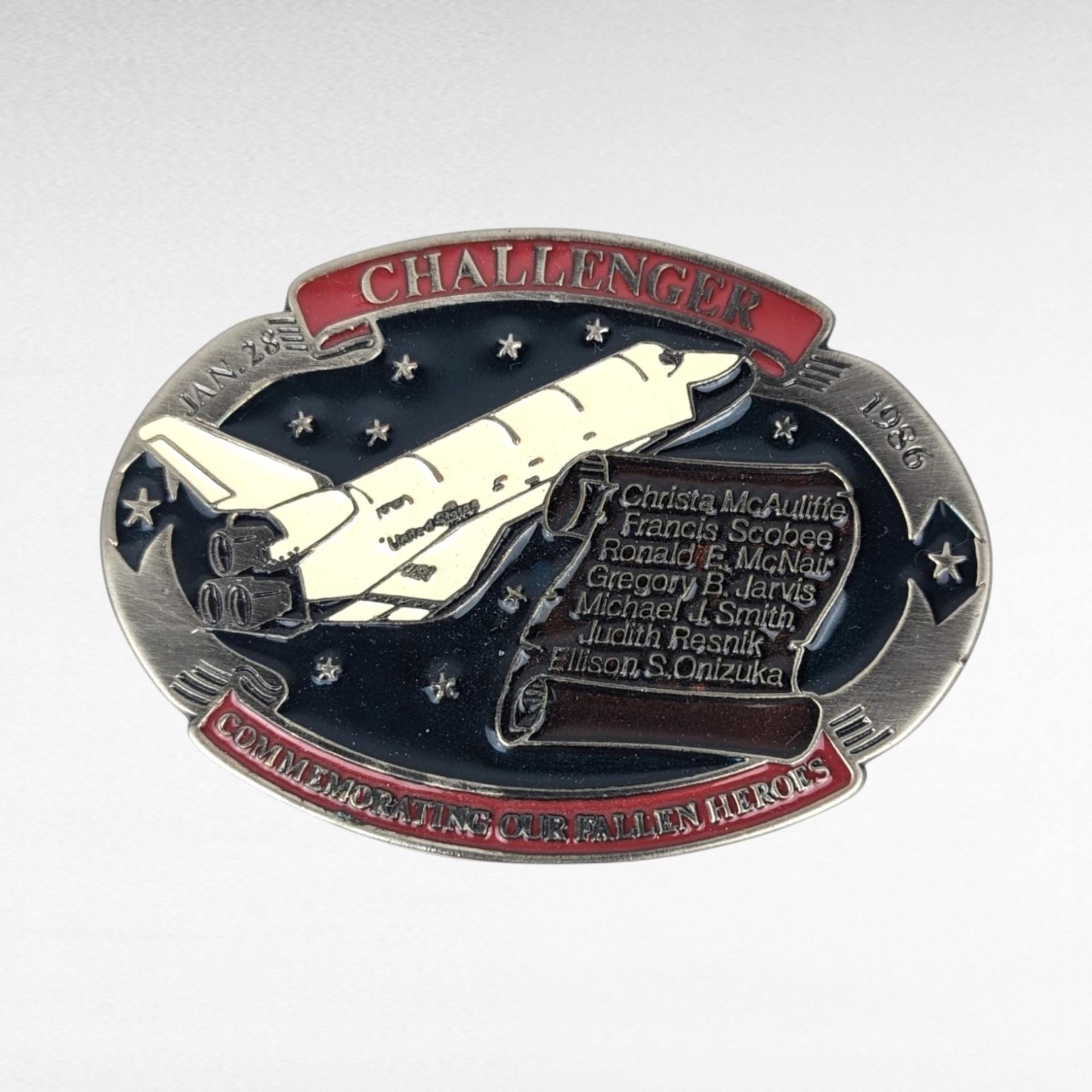 Vintage Space Shuttle Challenger Brass Belt Buckle | NASA Memorabilia | Space Shuttle Collectible | 1986