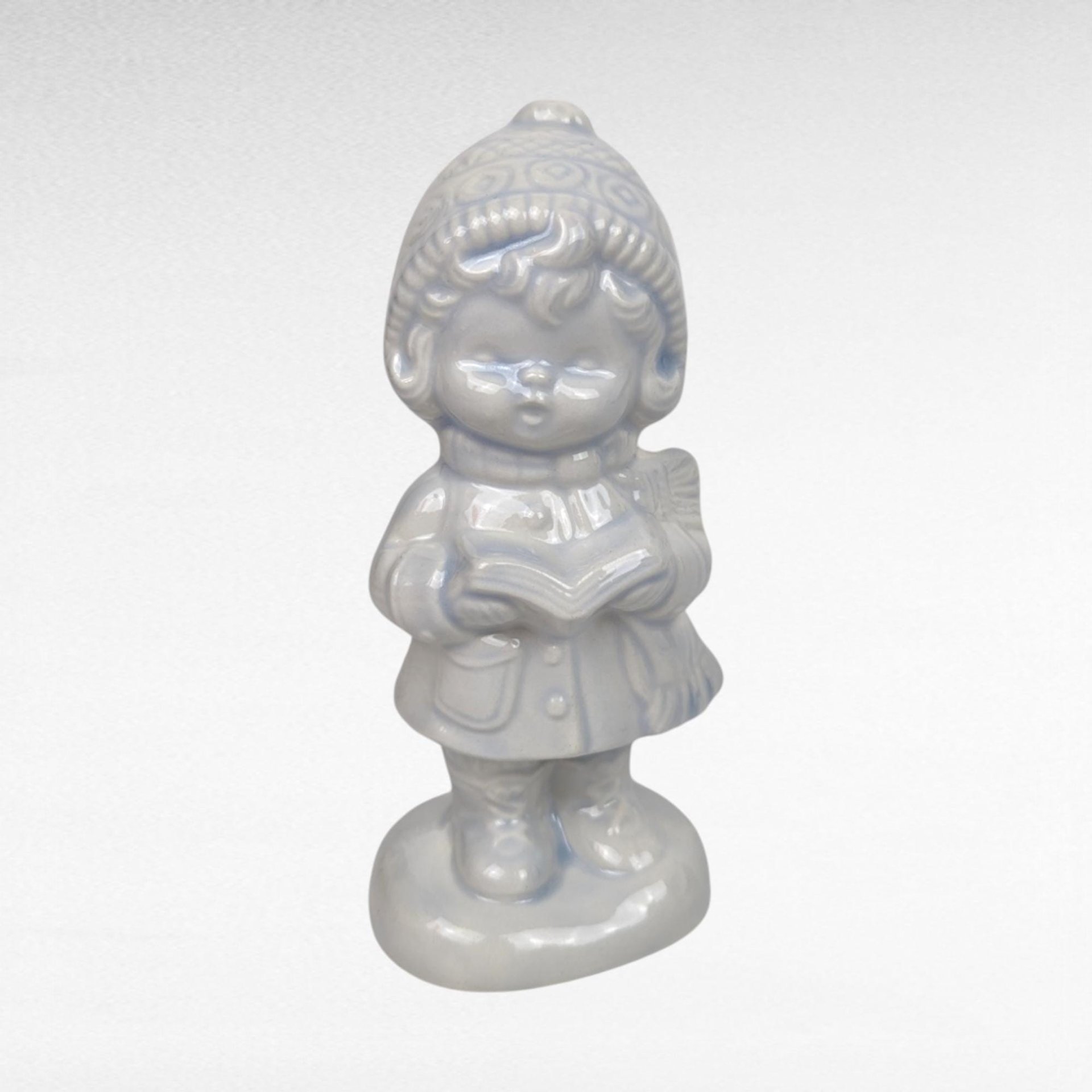Set of 6 Vintage Ceramic Caroler Figurines, Hand-Painted, Blue Tint, 5.5 Inches Tall, Christmas Decor