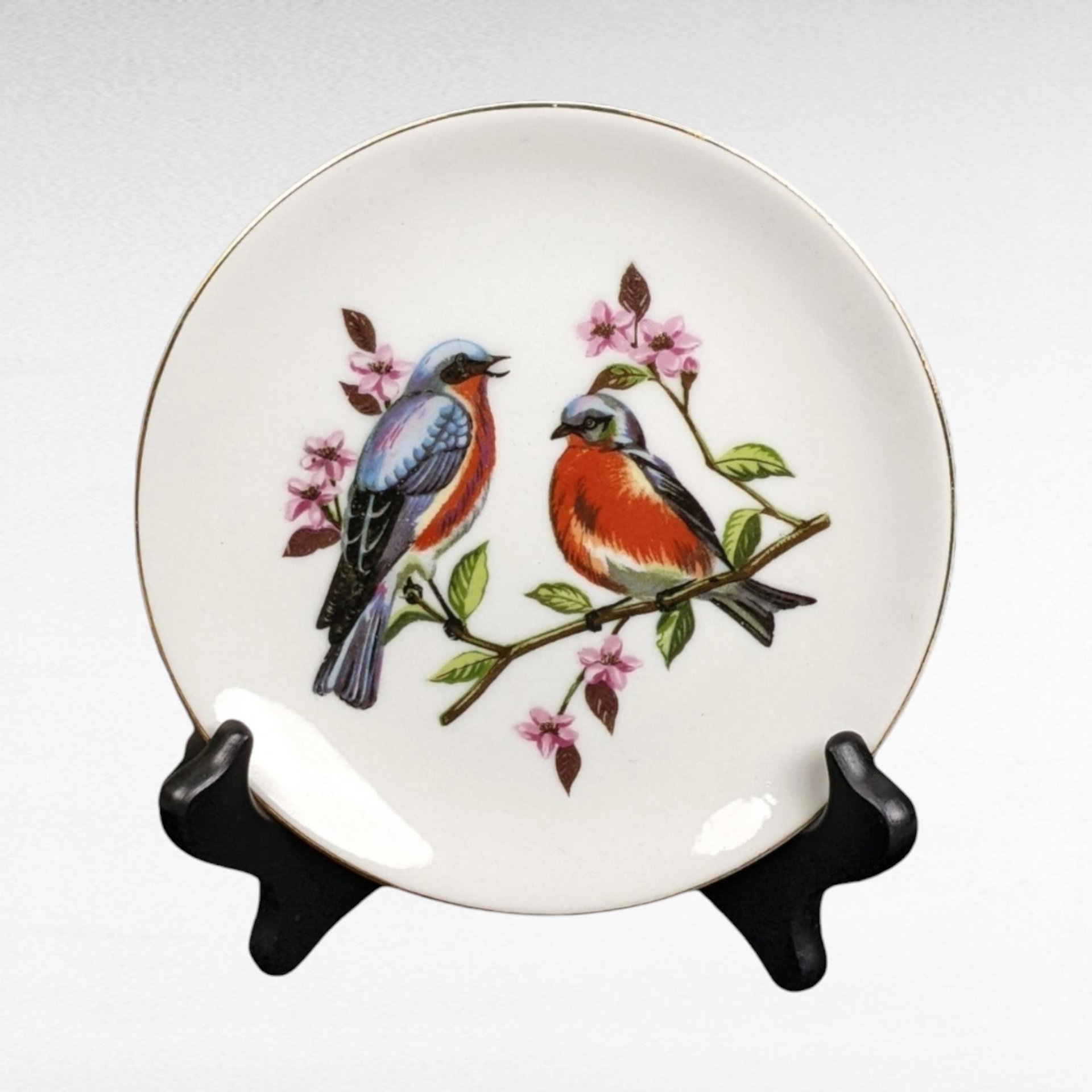Vintage Decorative Plate Collection | Reticulated Fruit Plates, Bluebird Plate, Floral Plate with Gilded Edge | Wall Decor