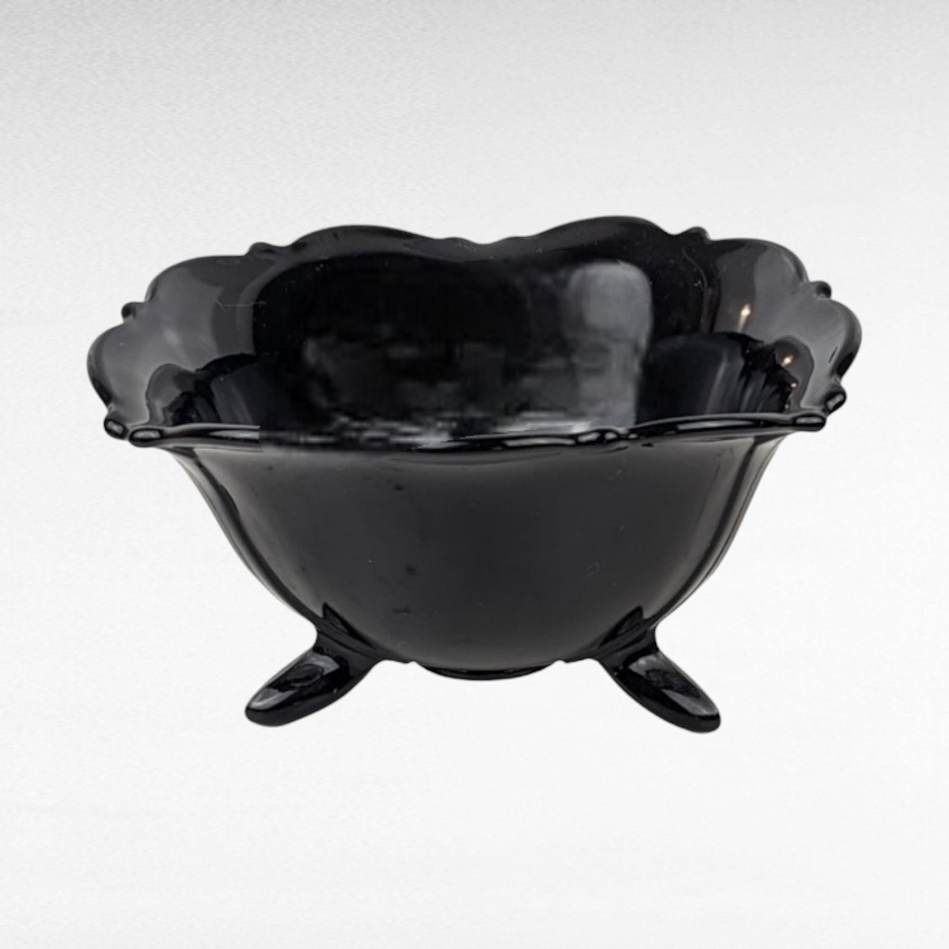 Vintage L.E. Smith Black Amethyst Footed Bowl | Art Deco Glassware | Candy Dish | Serving Bowl | Collectible Glass