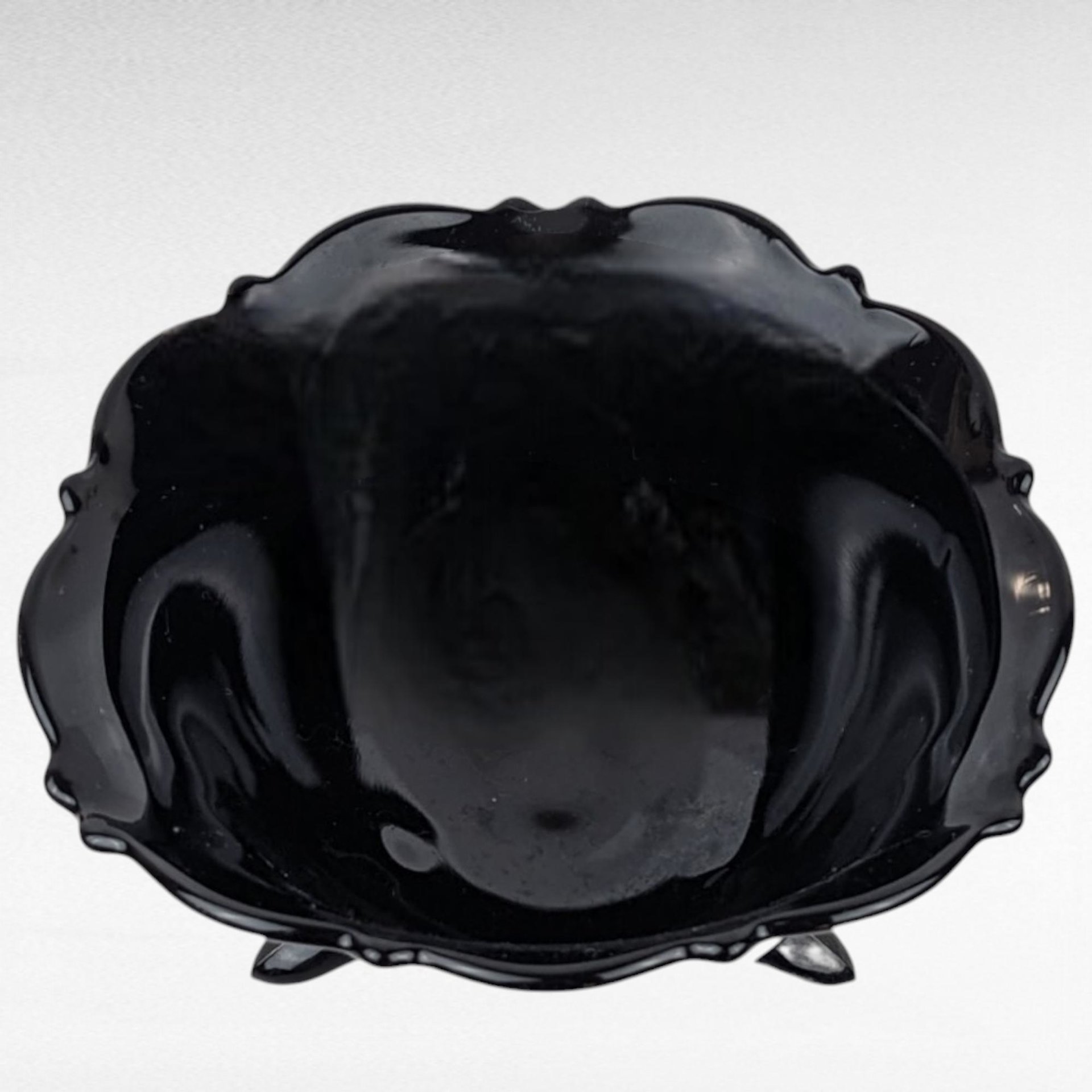 Vintage L.E. Smith Black Amethyst Footed Bowl | Art Deco Glassware | Candy Dish | Serving Bowl | Collectible Glass