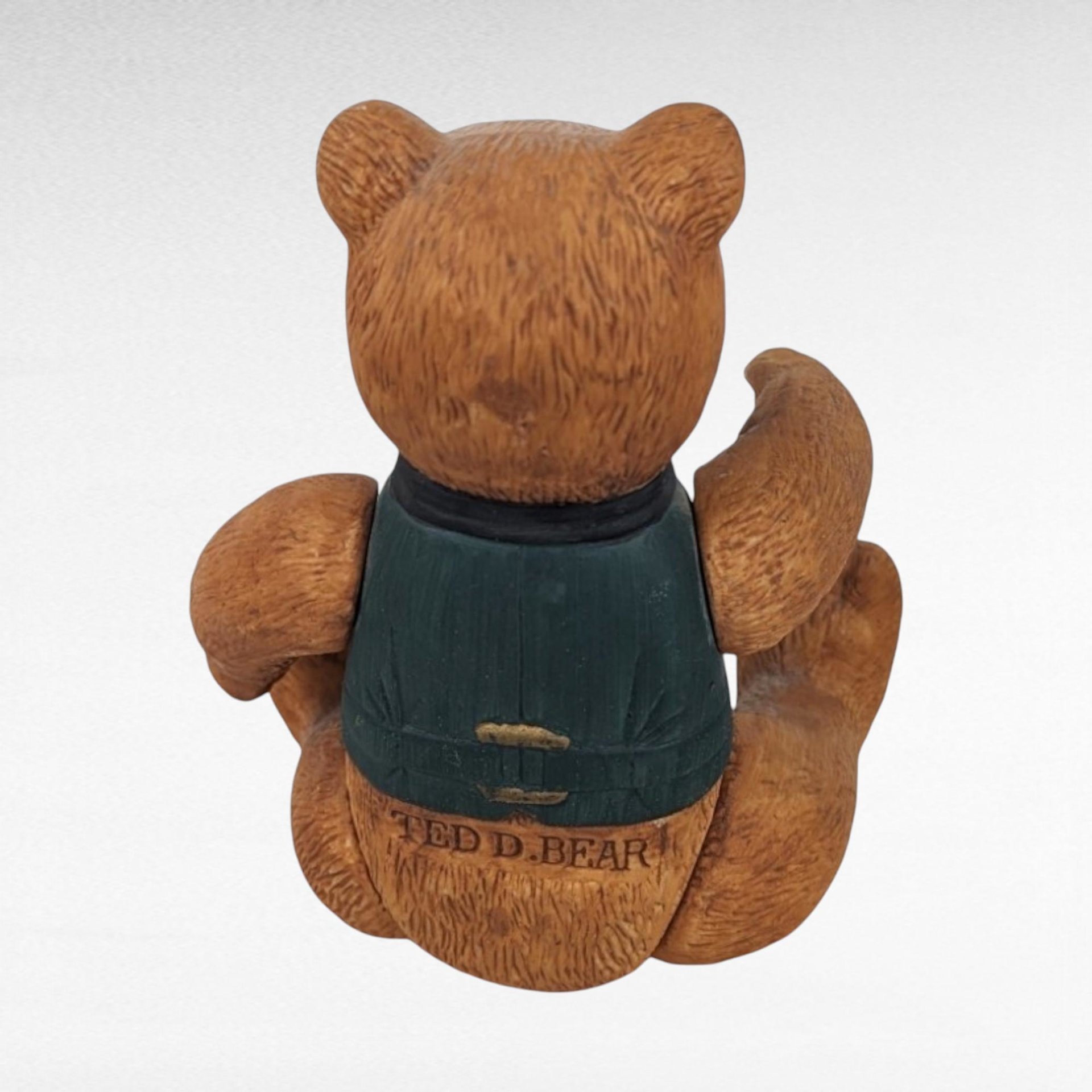 1983 Dept 56 Ted D Bear Jointed Figurine | Ceramic Teddy Bear | Collectible Bear | Vintage Christmas Decor
