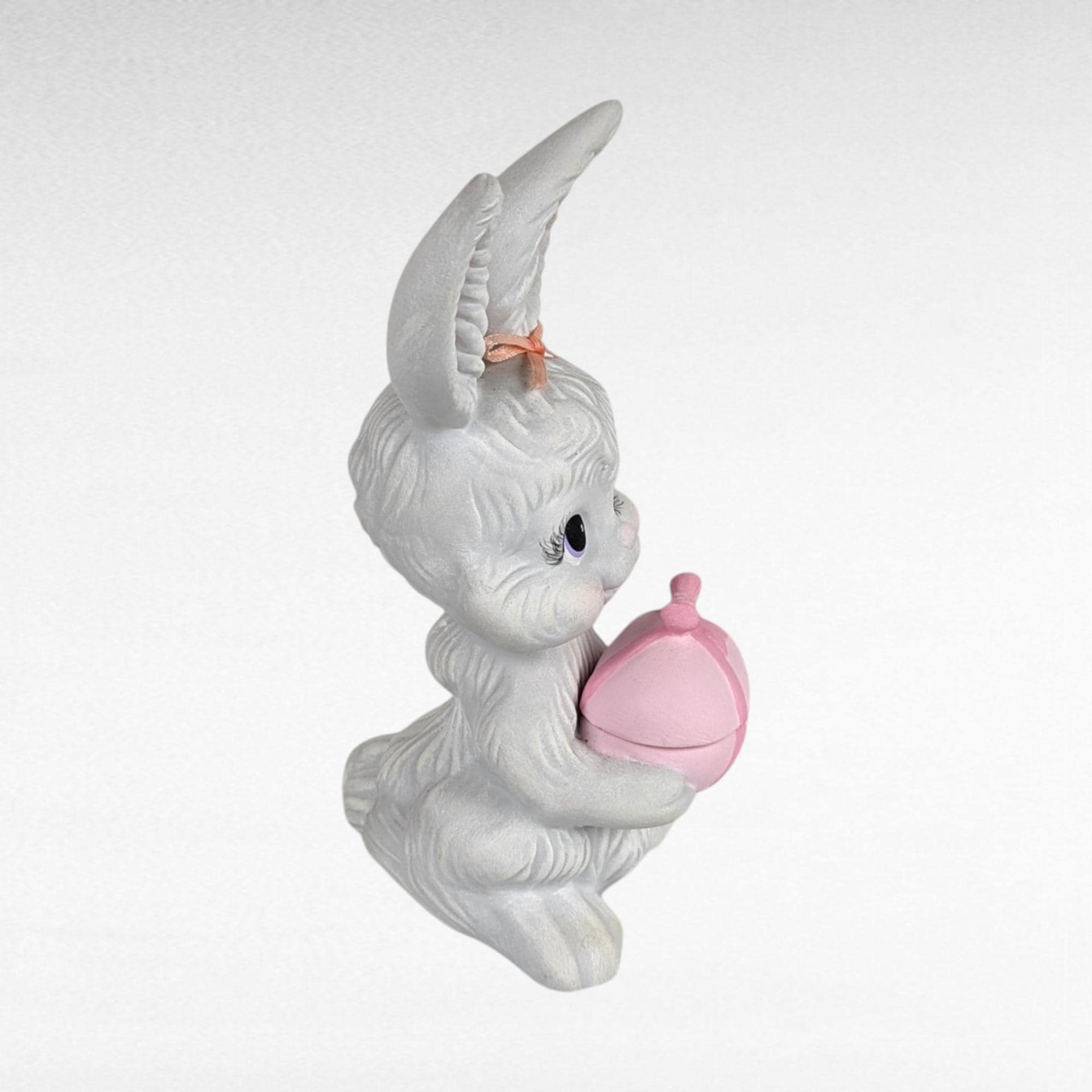 Vintage Ceramic Winking Bunny Trinket Box | Easter Decor | Retro Bunny Figurine | Signed Barbara |  Unique Gift for Collectors