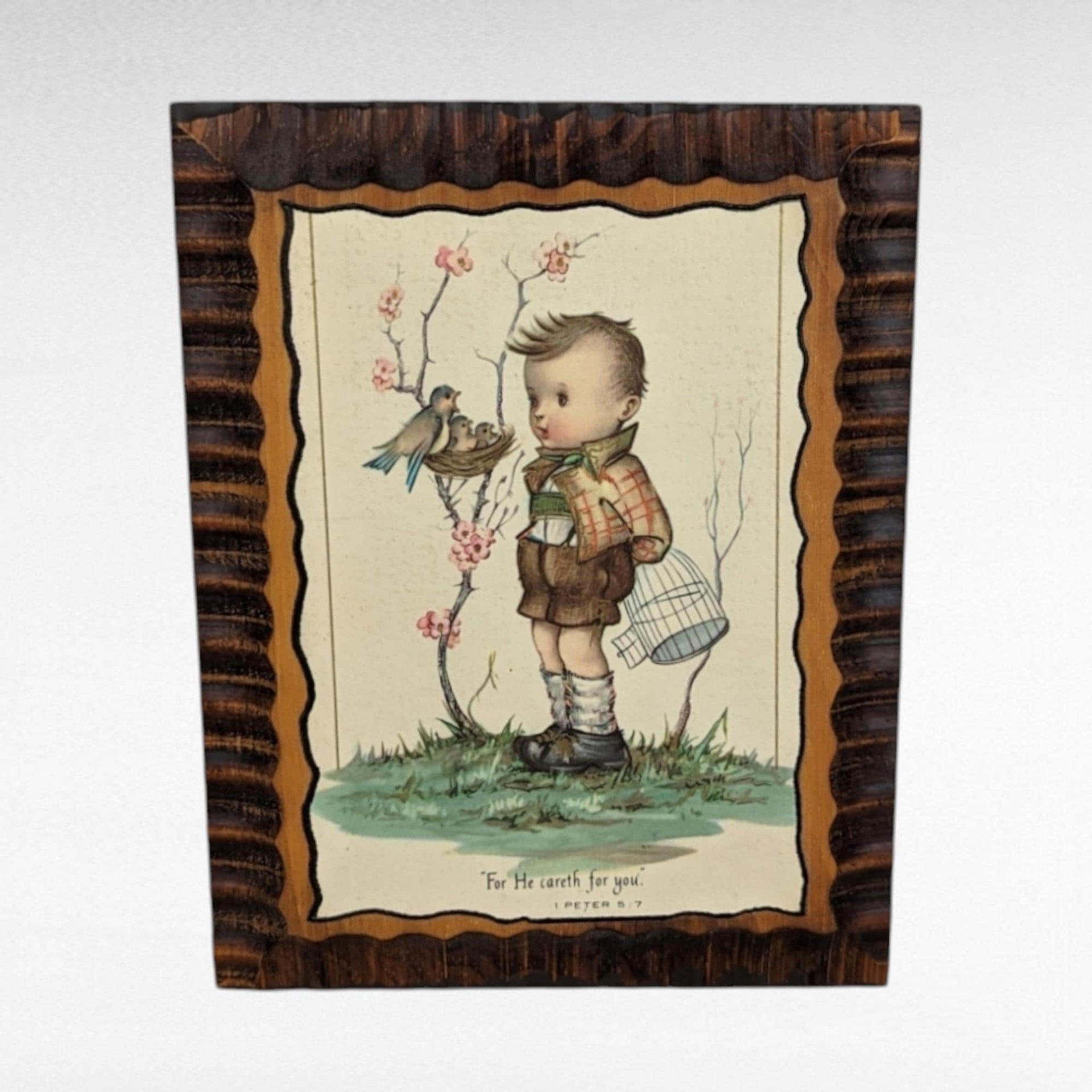 Vintage Wood Wall Plaques, Psalms and Peter, Children's Decor, Religious Wall Art, Nursery Decor, Gift for Sunday School