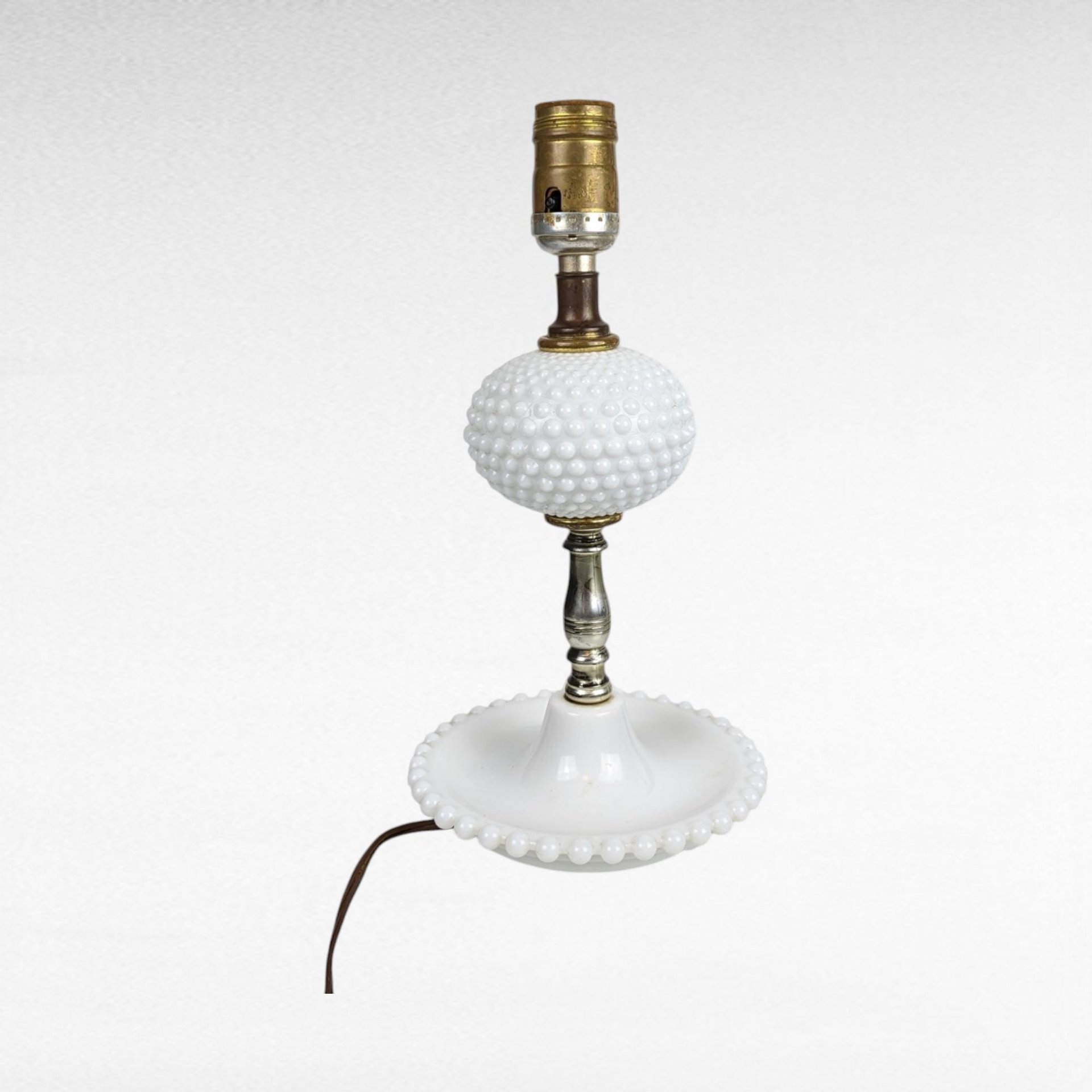 Vintage Milk Glass Hobnail Lamp, 11.5", White Glass Table Lamp, Retro Home Decor, Bedside Lamp, Vanity Lamp, Unique Gift