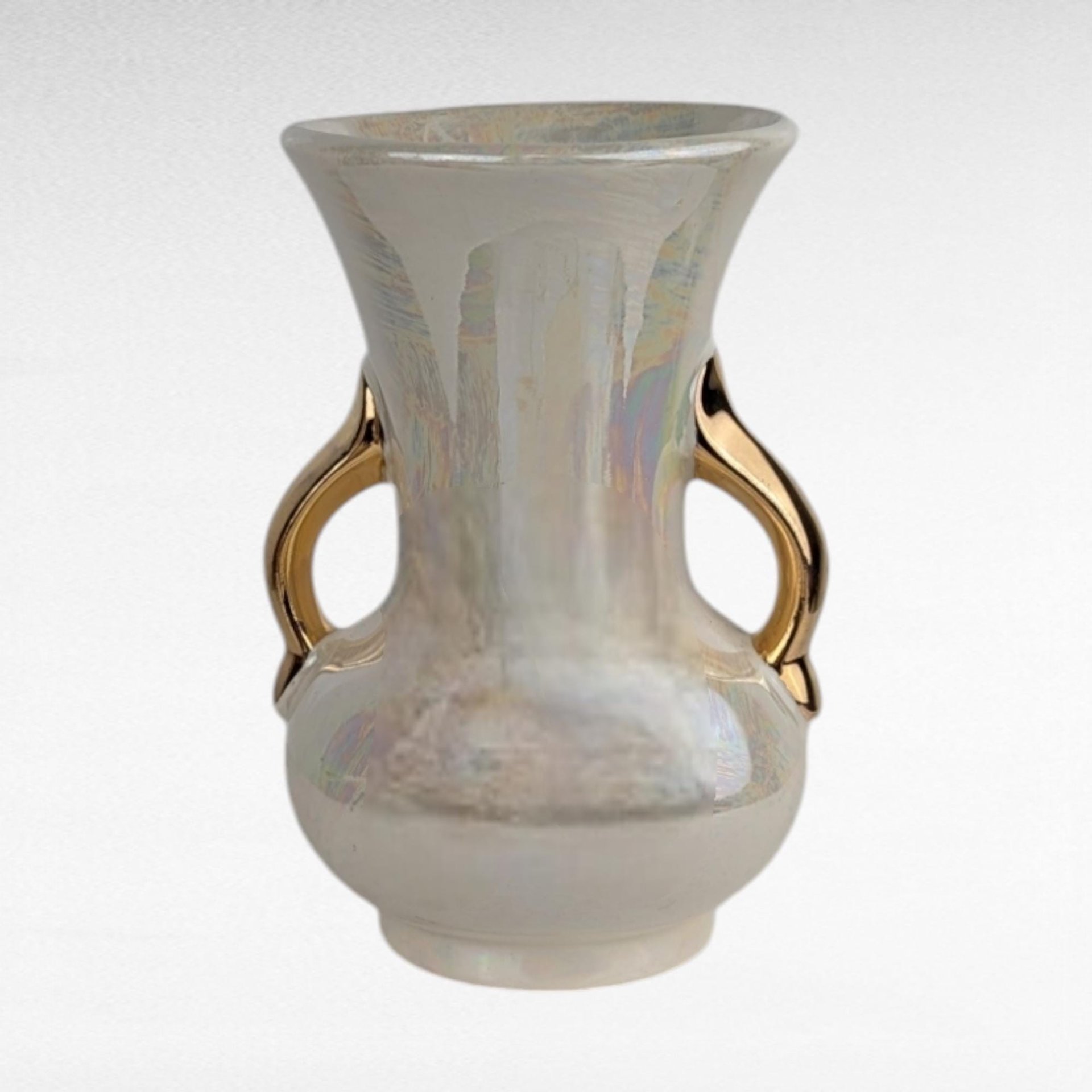Vintage Ceramic Vases,  Watering Can Vase, Duck Vase, Iridescent Vase,  Gold Accents,  Floral Vase, Home Decor