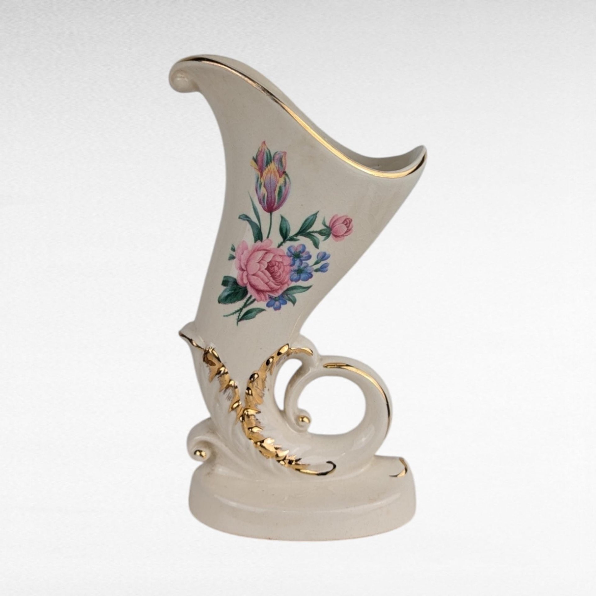 Vintage Ceramic Vases,  Watering Can Vase, Duck Vase, Iridescent Vase,  Gold Accents,  Floral Vase, Home Decor
