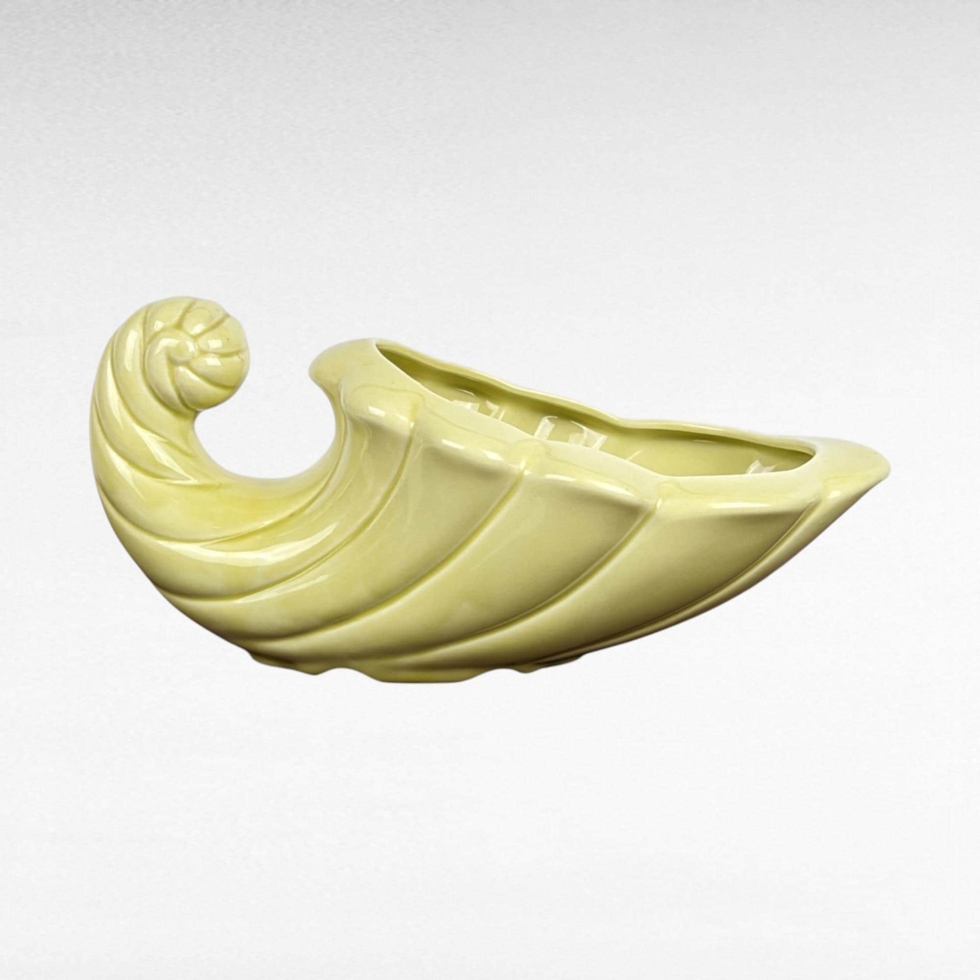 Vintage Yellow Cornucopia Planter, Ceramic Cornucopia, Mid-Century Planter, Retro Home Decor, Yellow Planter, Horn of Plenty