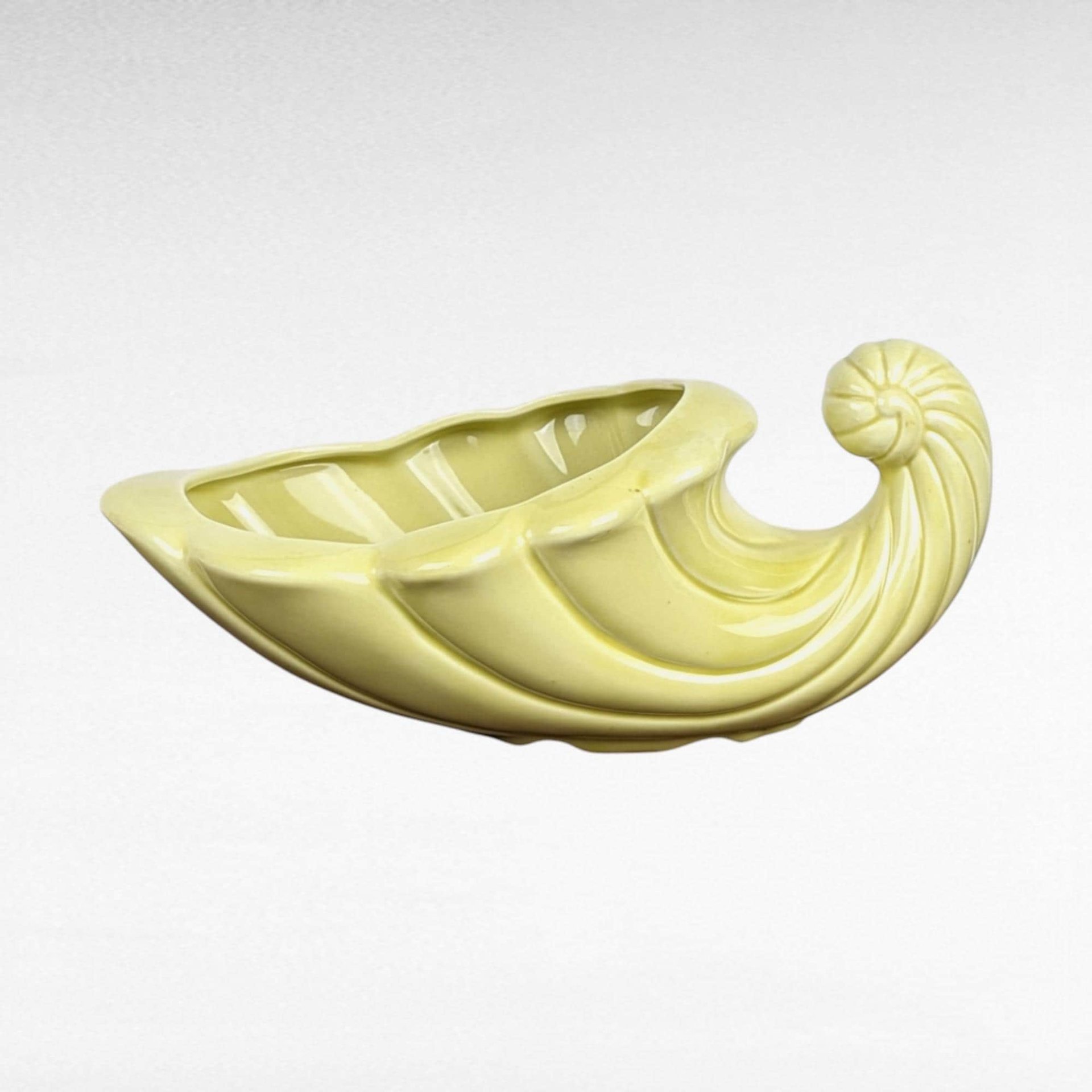 Vintage Yellow Cornucopia Planter, Ceramic Cornucopia, Mid-Century Planter, Retro Home Decor, Yellow Planter, Horn of Plenty