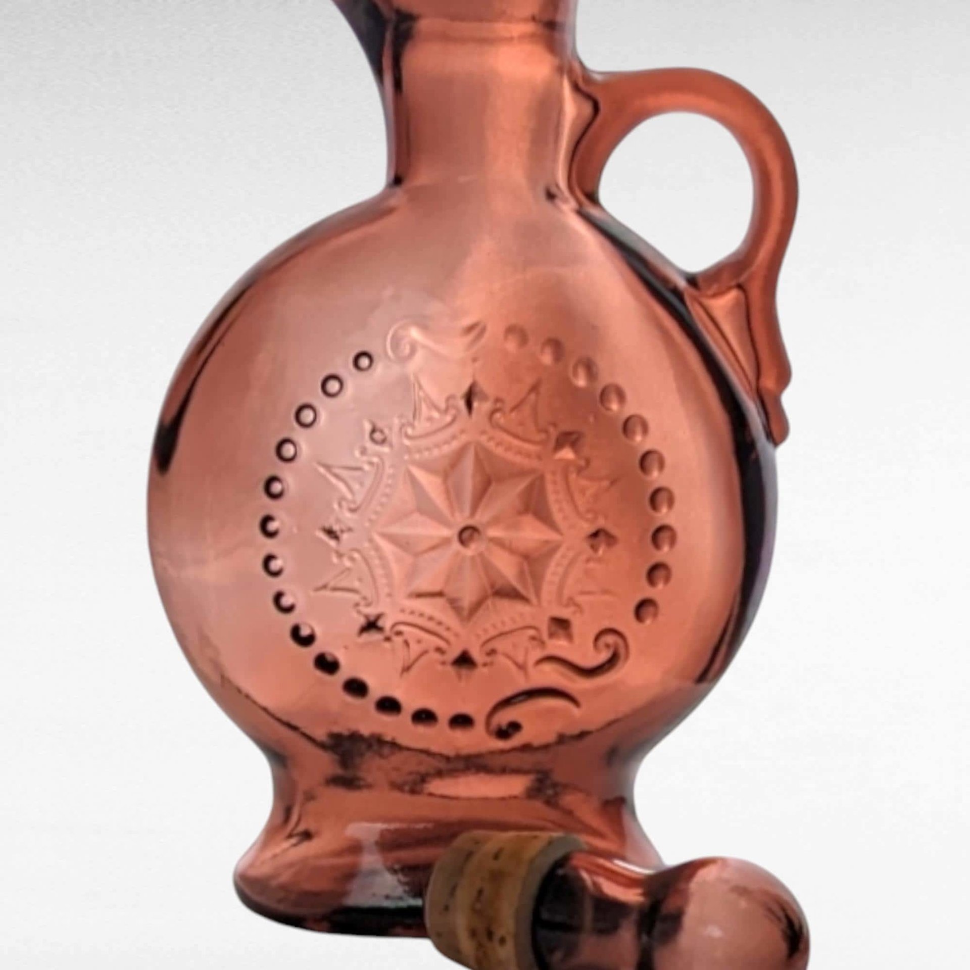 Vintage Amethyst Glass Decanter, Purple Glass Bottle with Stopper, Embossed Design, Home Bar Decor, Mid-Century Modern