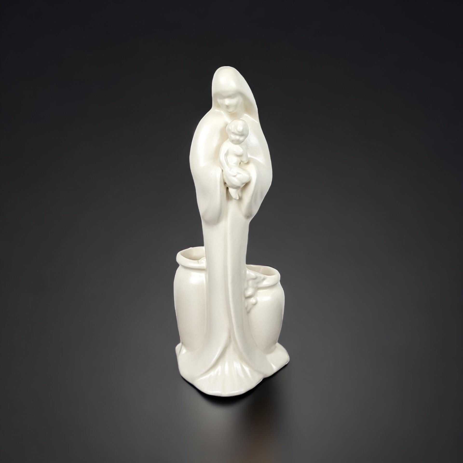 Vintage Haeger Pottery Madonna with Child Planter, White Ceramic Planter, Religious Figurine, Mid-Century Modern Decor