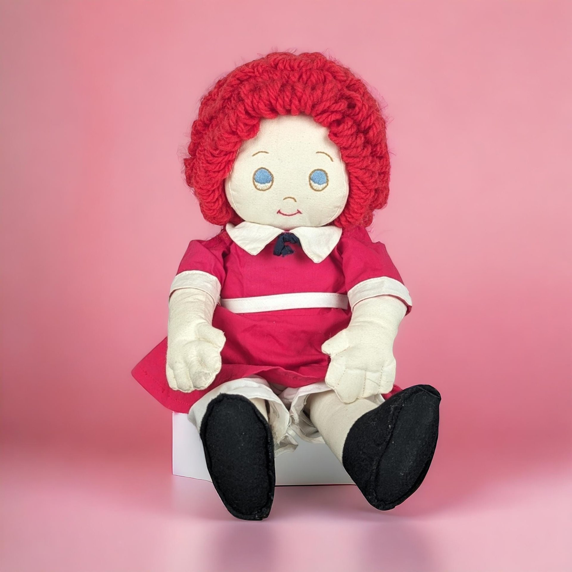 Vintage Little Orphan Annie Plush Doll, 17 Inch Rag Doll, Collectible Doll, Red Hair Doll, Nostalgic Toy
