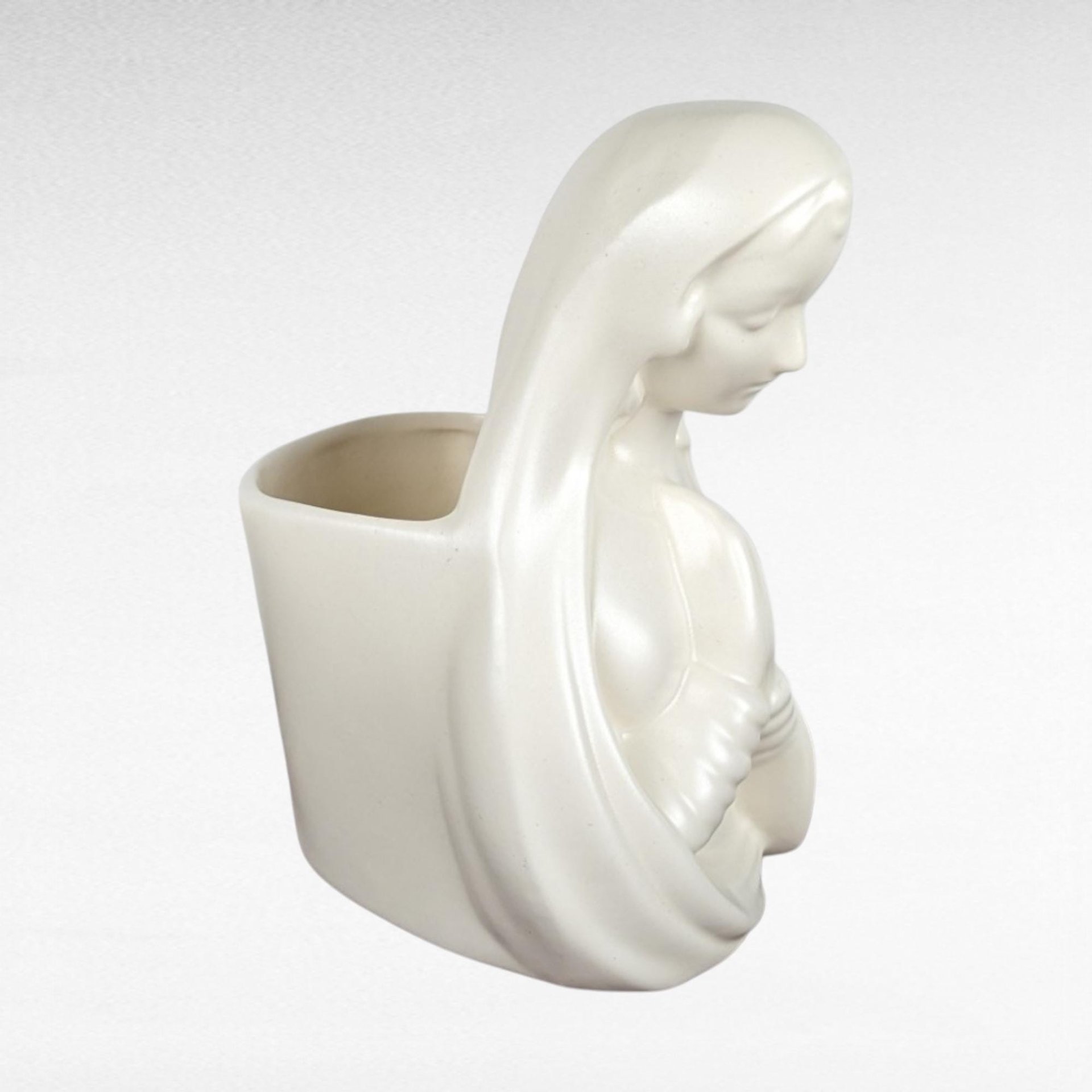 Vintage Haeger Pottery Madonna Planter, White Ceramic Planter, Religious Figurine, Mid-Century Modern Decor