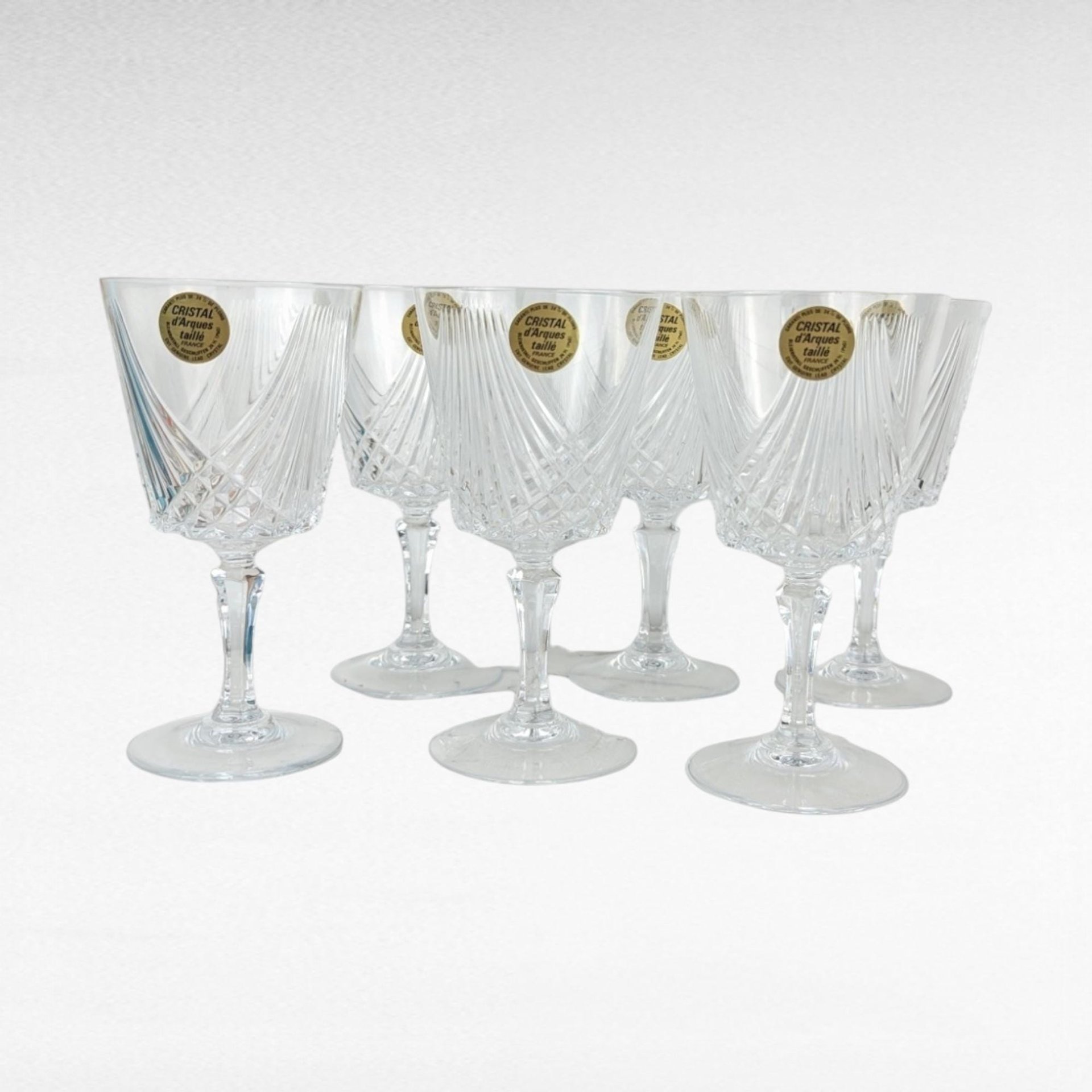Vintage Crystal D'Arques Wine Glasses, Set of 6, Taille Combourg, 17cl, French Crystal,  Elegant Stemware, Gift for Wine Lovers