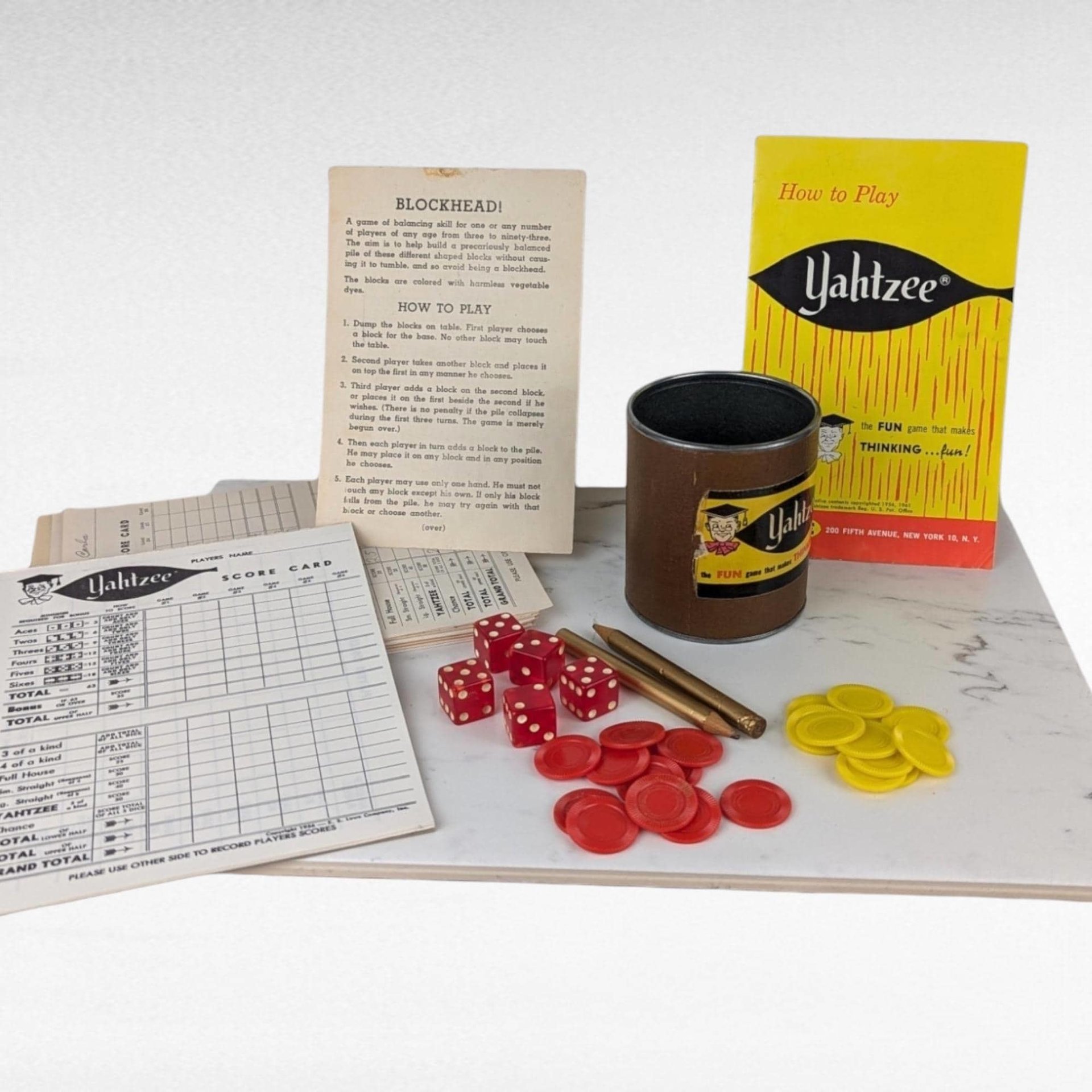 1956 Lowe Co. Yahtzee Game, Vintage Yahtzee, Dice Game, Family Game Night, Collectible Game, Retro Game