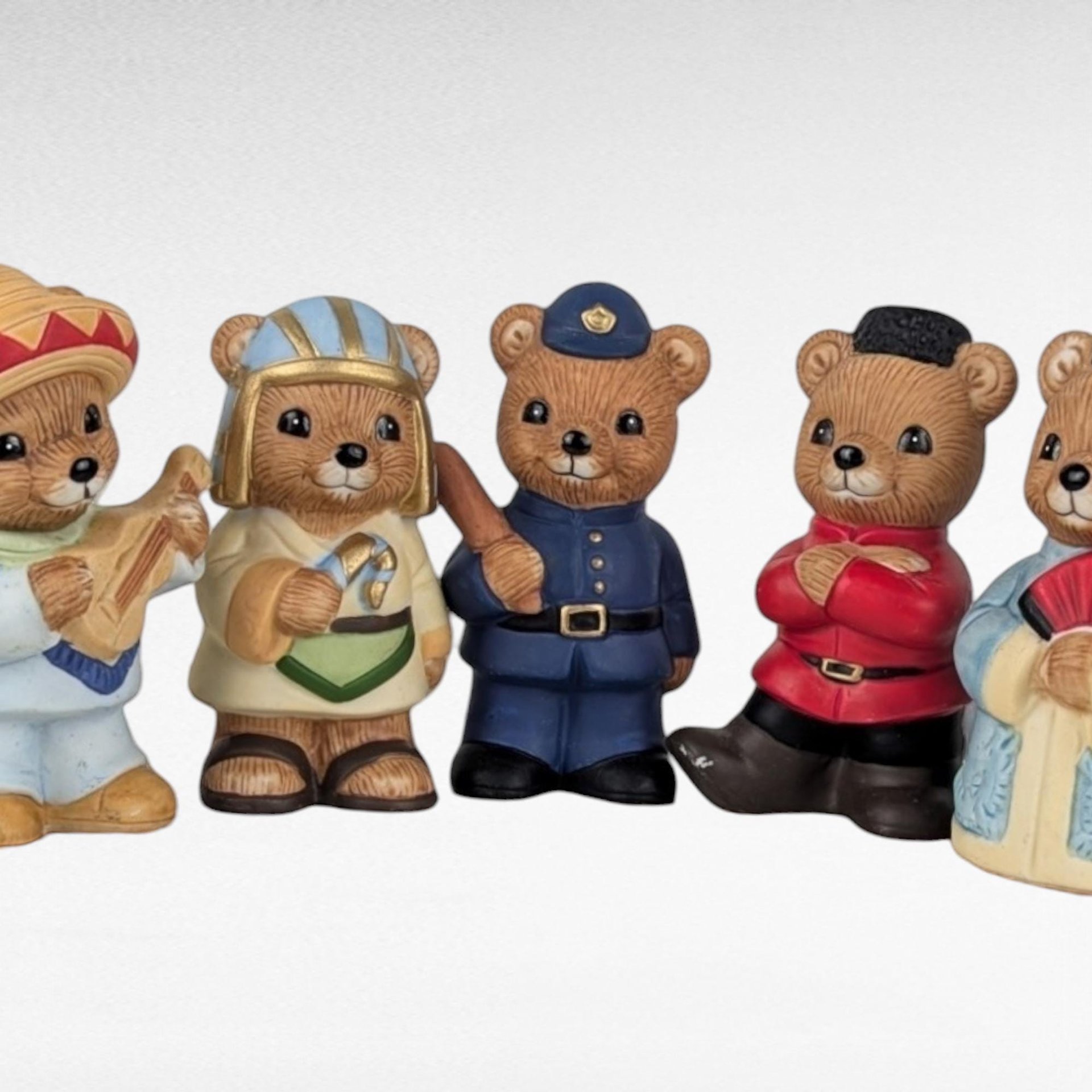 Vintage Homco International Bear Figurines, Set of 5, Ceramic Bears, Collectible Bears, World Cultures, Home Decor, Unique Gift