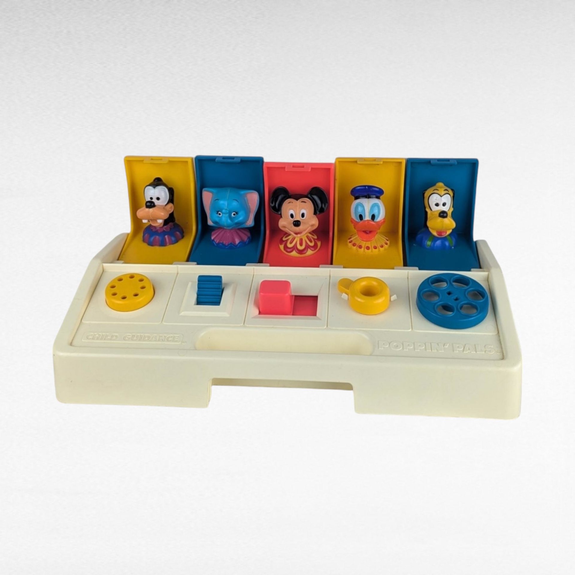 Vintage 1980 Disney Busy Poppin' Pals, Pop-Up Toy, Mickey Mouse, Donald Duck, Goofy, Preschool Toy, Collectible Toy