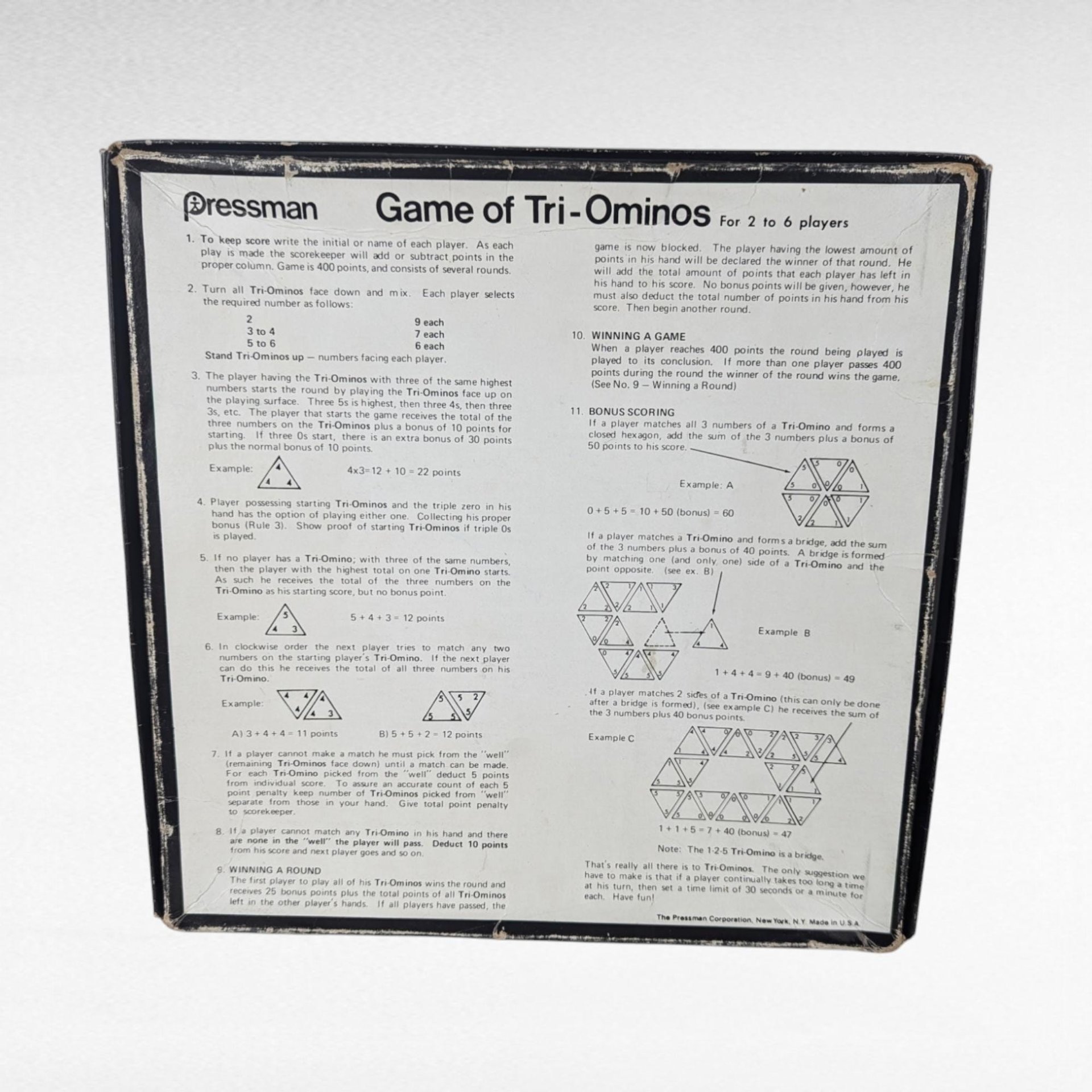 Vintage Tri-Ominos Game, The Triangle Game by Pressman, Complete with Instructions, Strategy Game, Family Game Night