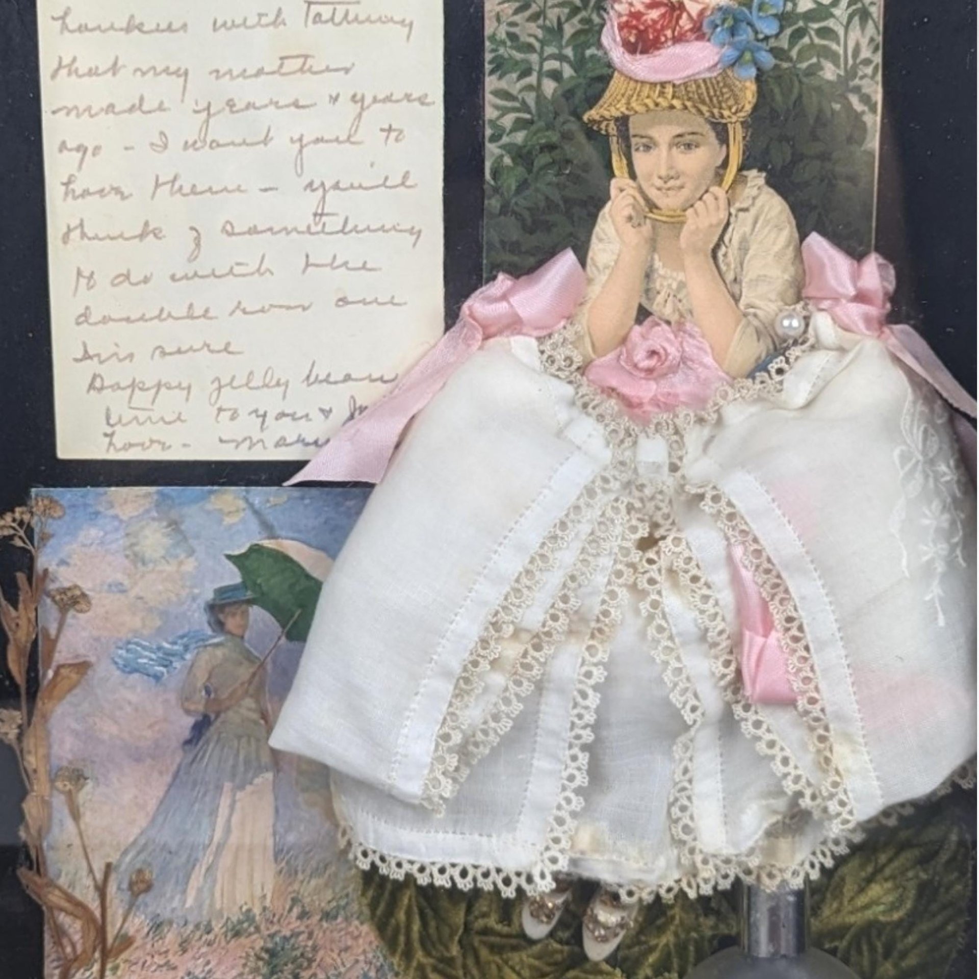 Vintage Shadow Box Collage | Perfume Theme | Romantic Art | Antique Ephemera | Wall Decor