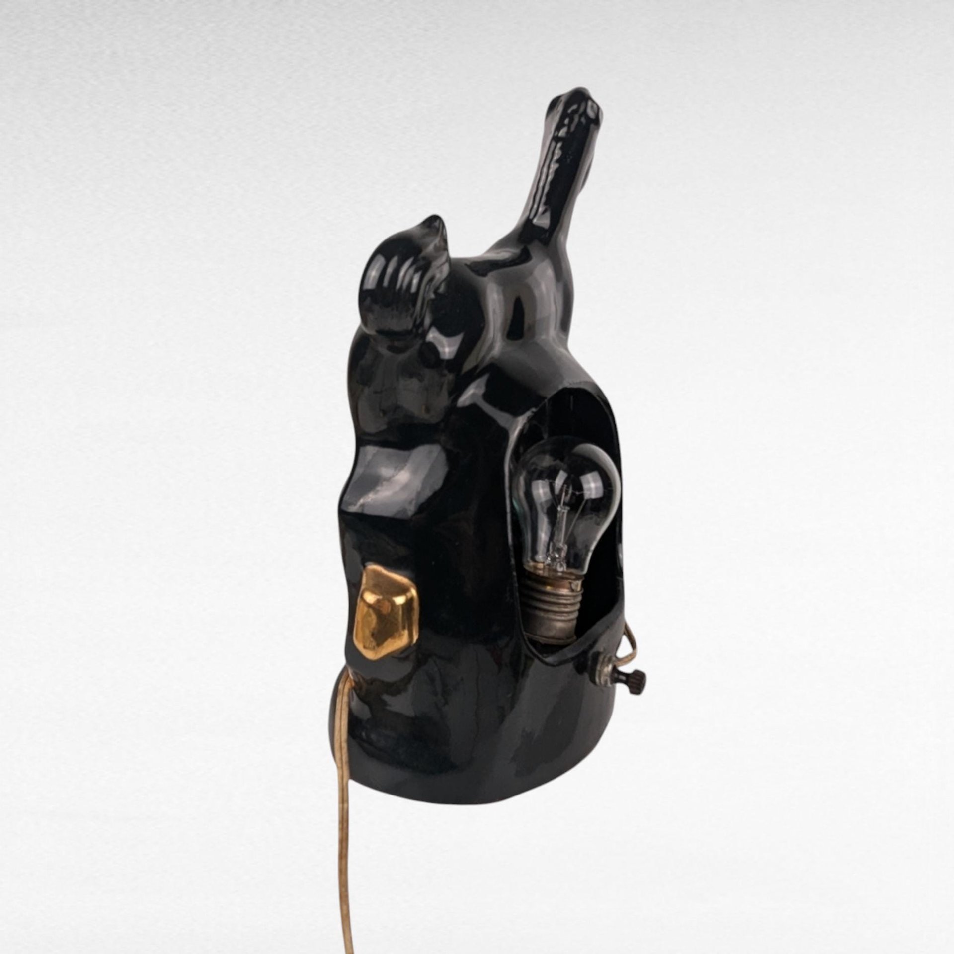 Vintage Black Horse Lamp | Ceramic Horse with Gold Accents | Mid-Century Modern Decor | Equestrian Lighting | Unique Table Lamp