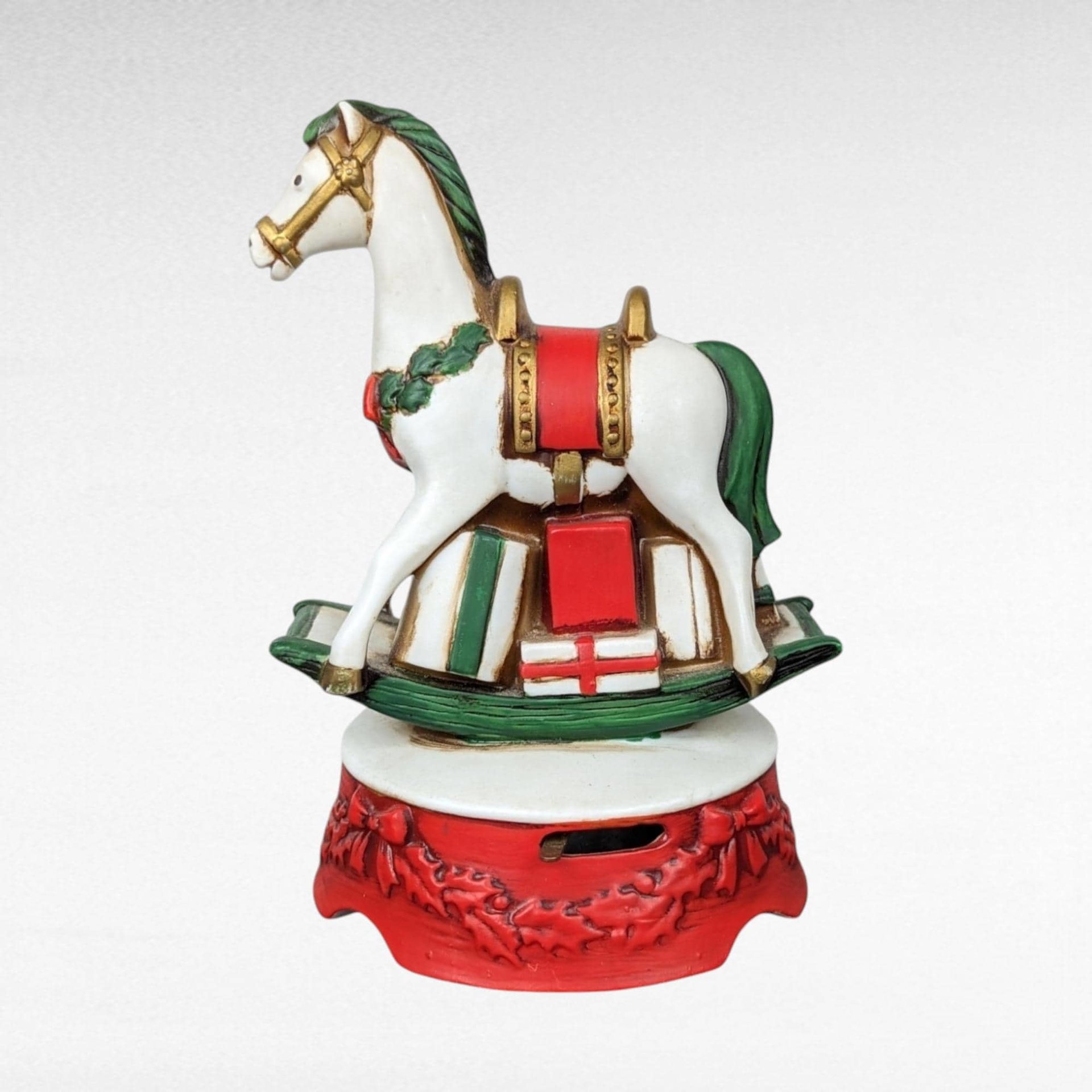 Vintage Enesco Rocking Horse Music Box | Plays "Joy to the World" | Christmas Decor | Collectible Music Box