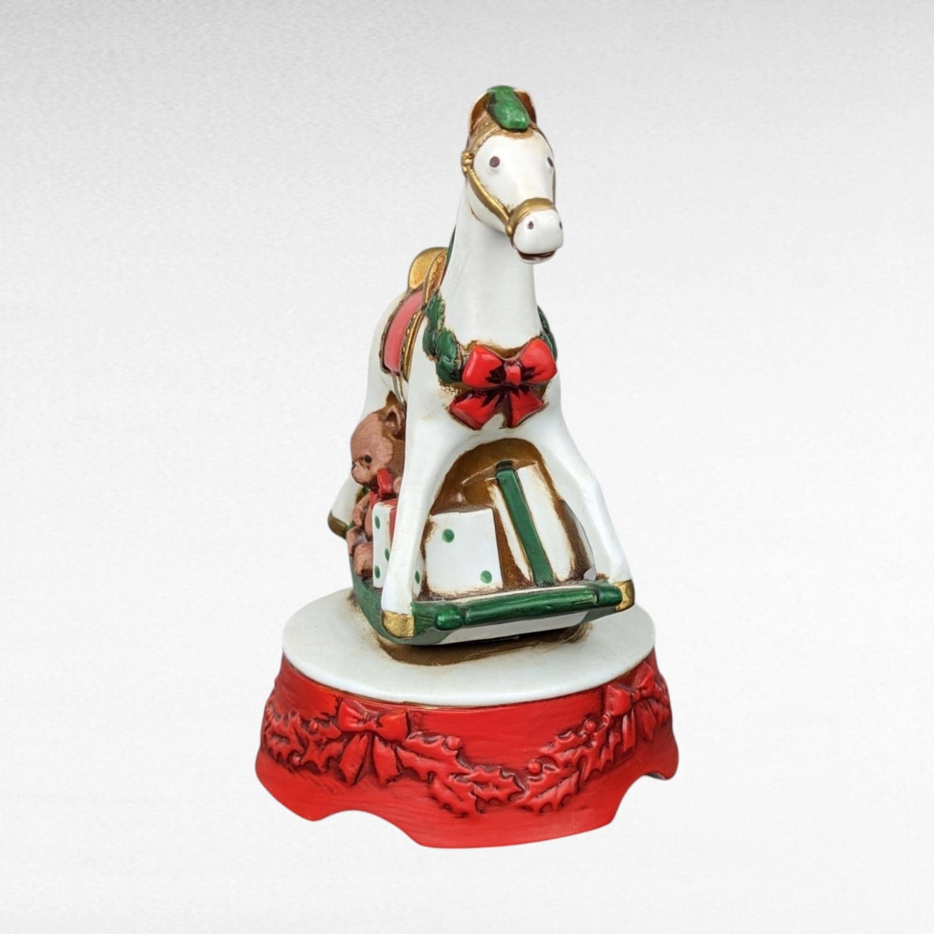 Vintage Enesco Rocking Horse Music Box | Plays "Joy to the World" | Christmas Decor | Collectible Music Box