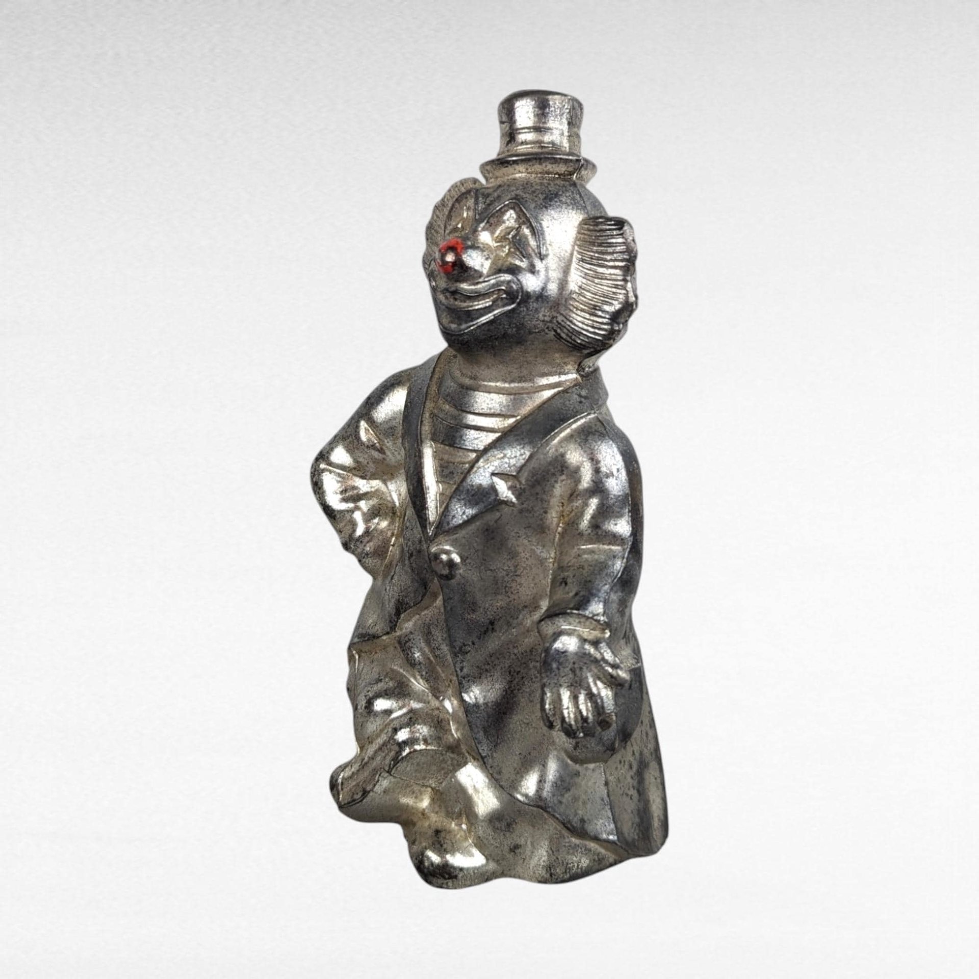 Vintage Silver Metal Clown Bank | Red Nose Clown Coin Bank | Retro Piggy Bank | Collectible Bank