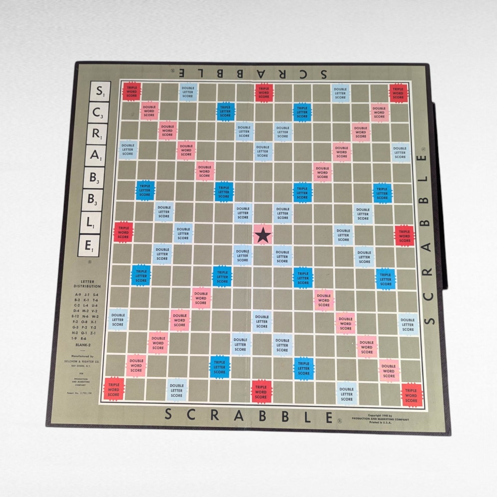 Vintage 1953 Scrabble Game, Selchow & Righter, Complete with all Pieces, Classic Word Game, Family Game Night, Missing 1 Tile