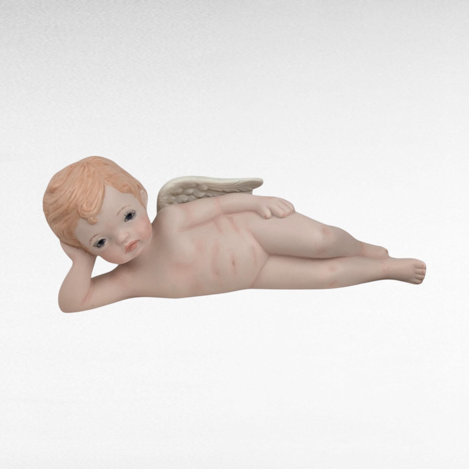 Pair of Vintage Ceramic Cherubs, Laying Down Angel Figurines, Romantic Home Decor