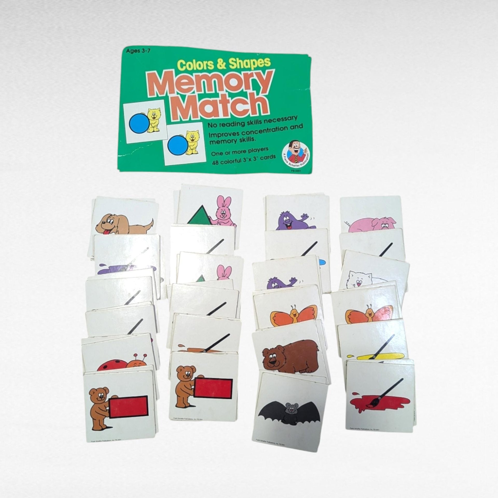 Vintage Memory Match Game | Frank Schaffer Publications | Colors & Shapes | Educational Toy | 1980s Kids Game | Complete Set