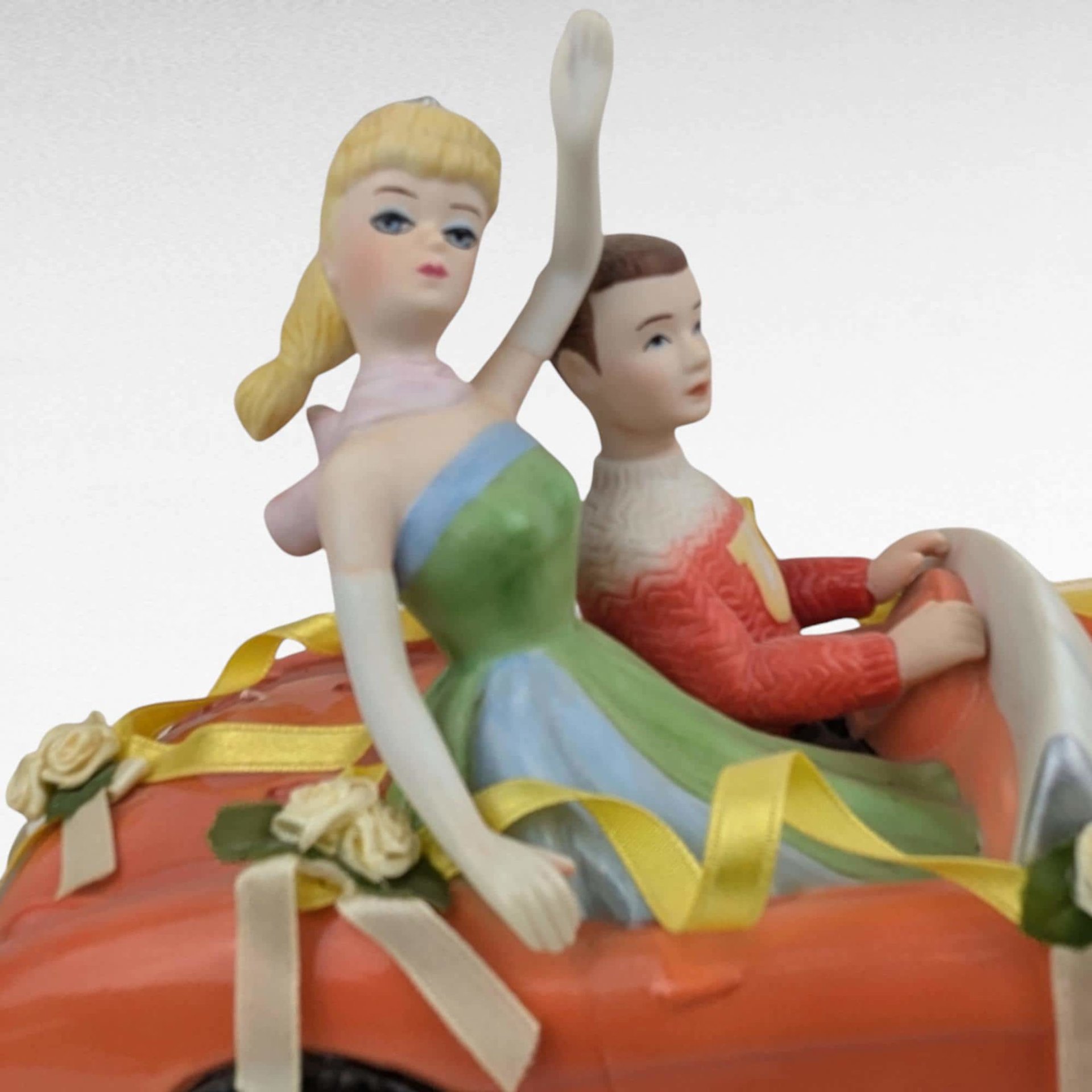 1994 Enesco Barbie and Ken Senior Prom Music Box | Plays "Notre Dame Victory March" | Ceramic Barbie Figurine | Vintage