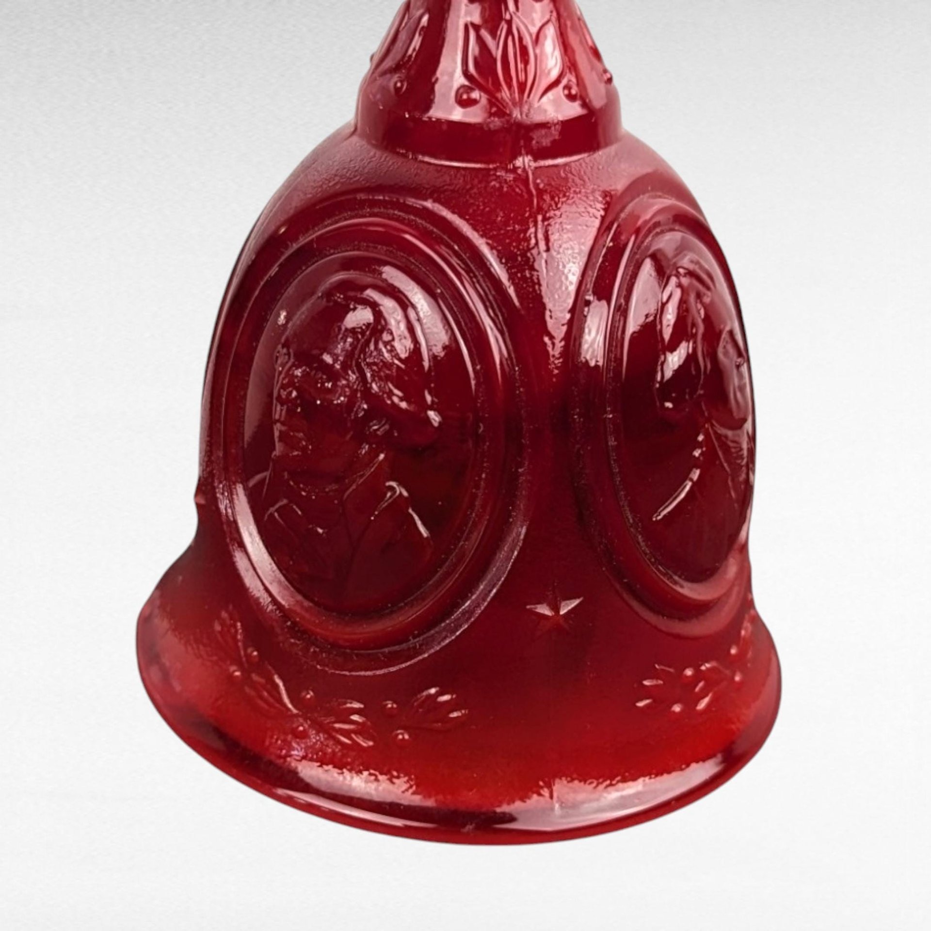 Vintage Fenton Art Glass Bicentennial Bell | Red Glass Bell with Eagle | Made in USA | 1976 Commemorative Collectible
