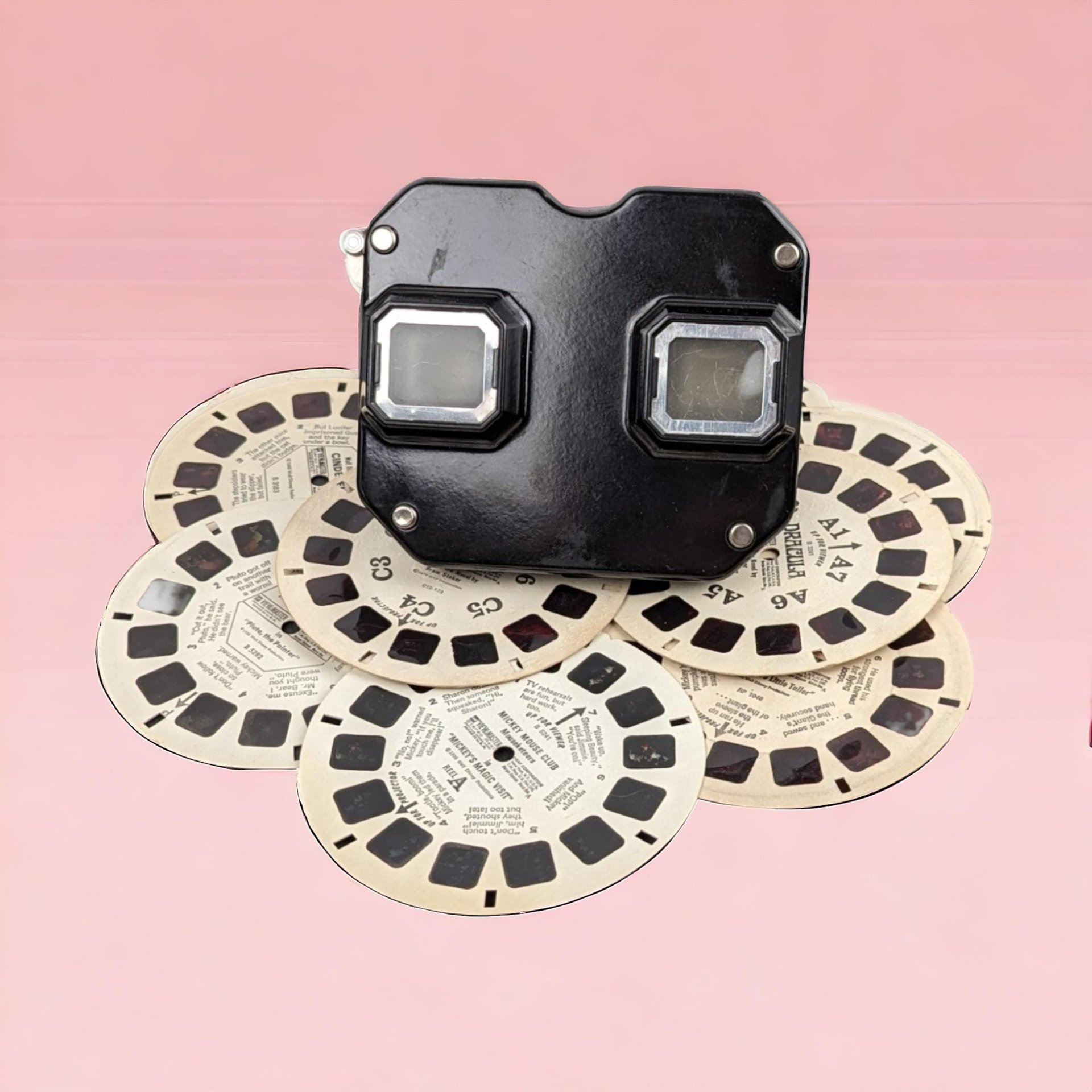Vintage Sawyer's View-Master with 10 Discs - Dracula, Mickey Mouse, Disney - Gift for Collector