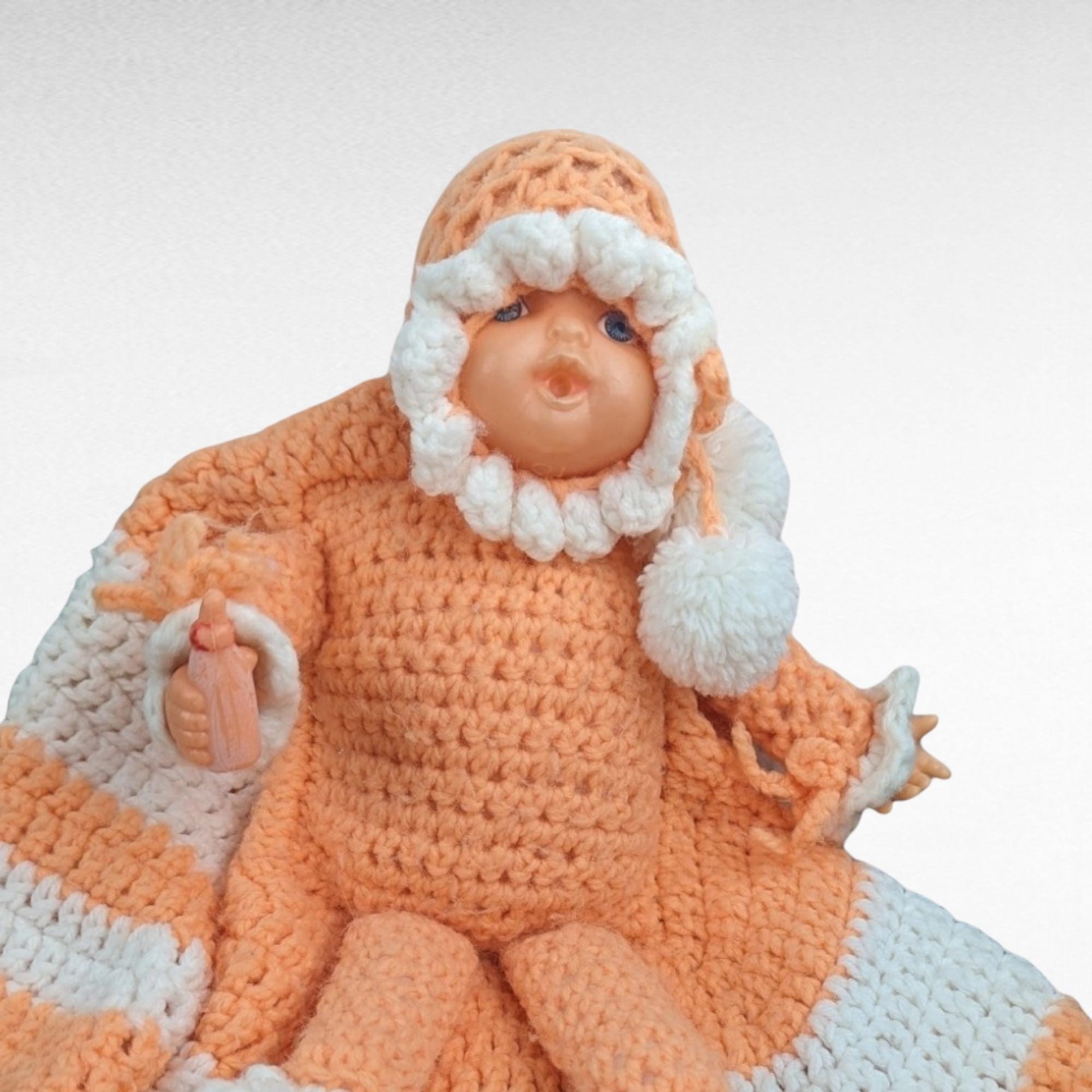 Vintage Hand Crocheted Dolls, Pair of Handmade Dolls, Crochet Art Dolls, Nursery Decor