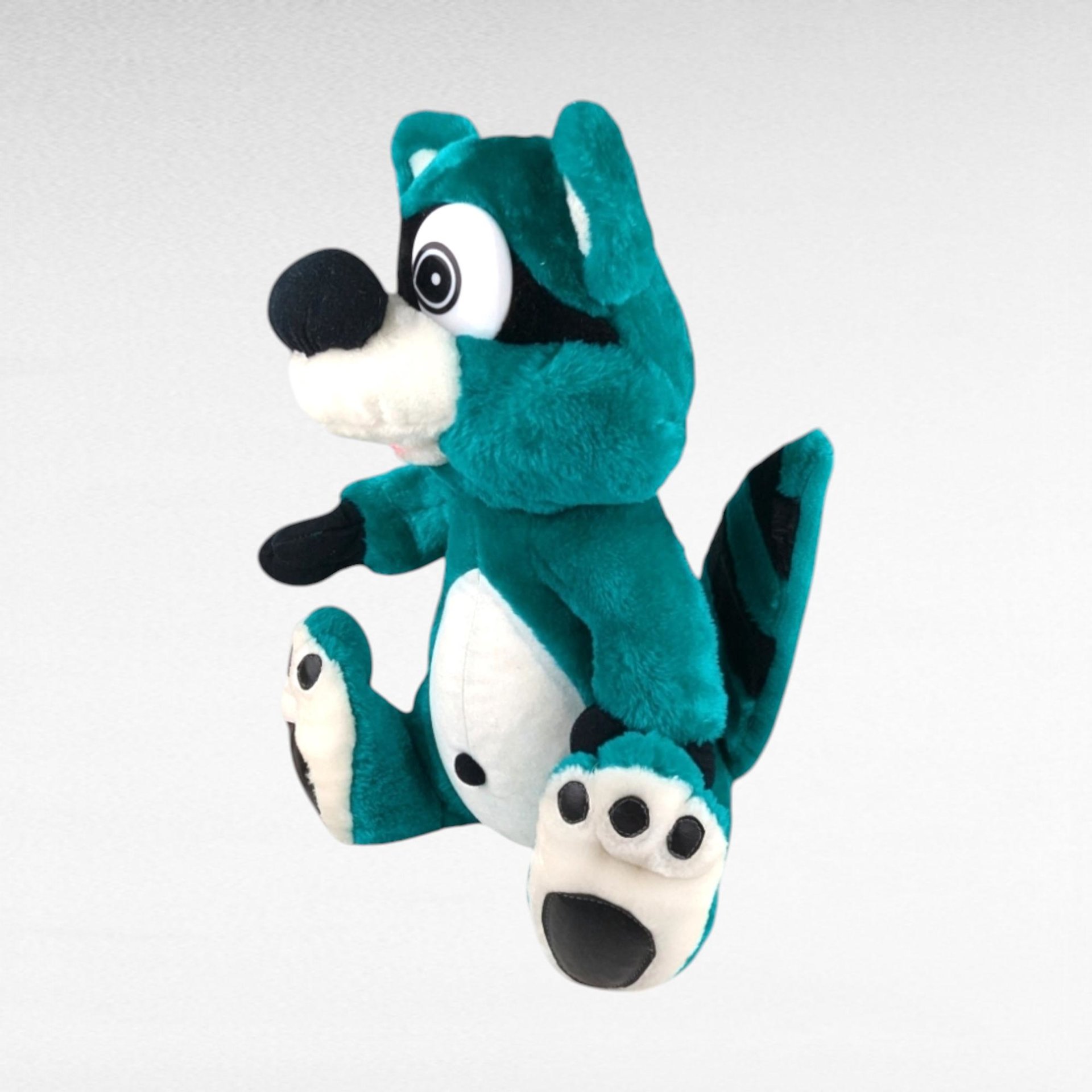 Vintage Nanco Bandit Green Raccoon Plush - Stuffed Animal - Collectible Plush - Retro Toy - Green Raccoon Toy