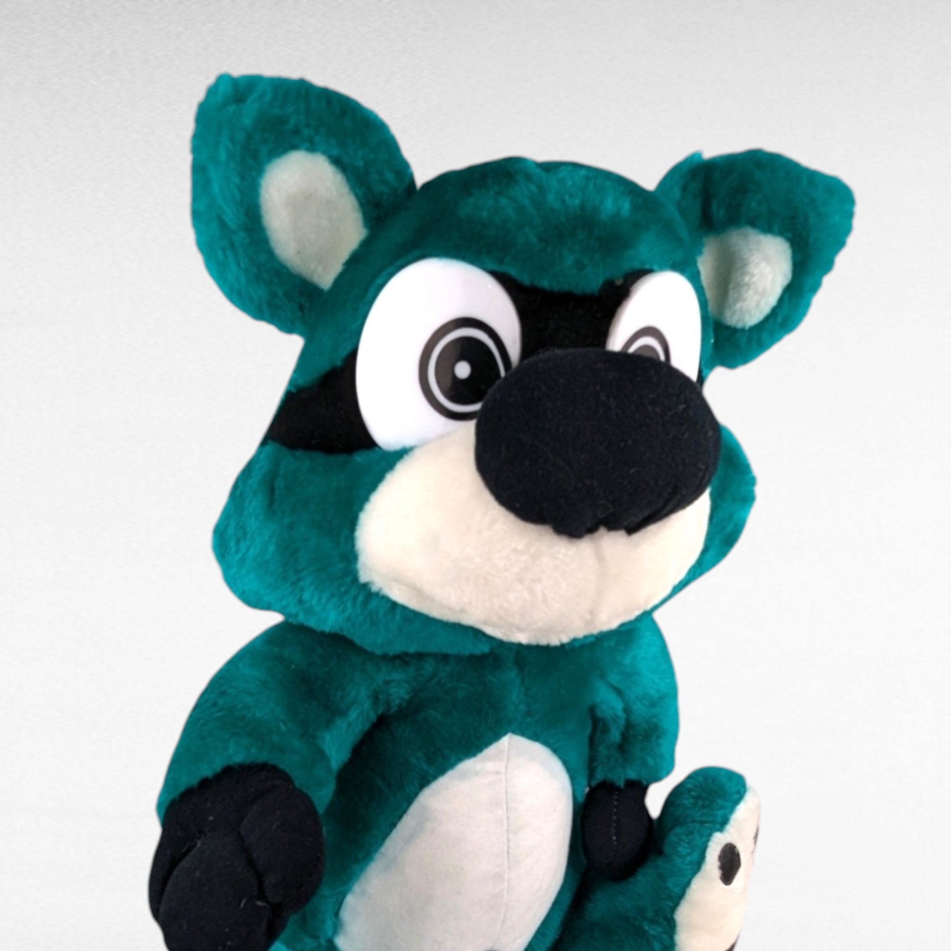 Vintage Nanco Bandit Green Raccoon Plush - Stuffed Animal - Collectible Plush - Retro Toy - Green Raccoon Toy