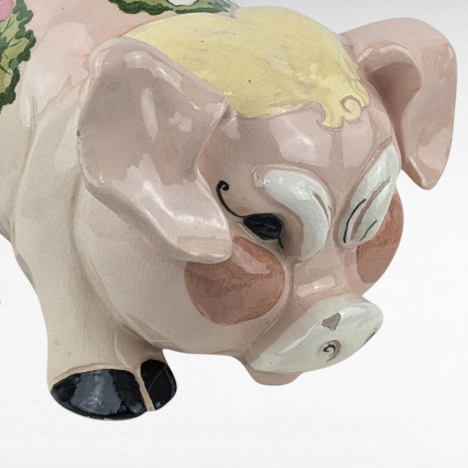 Vintage Kay Finch Grumpy Pig Figurine | California Pottery | Hand-Painted Pig | Collectible Animal Figurine
