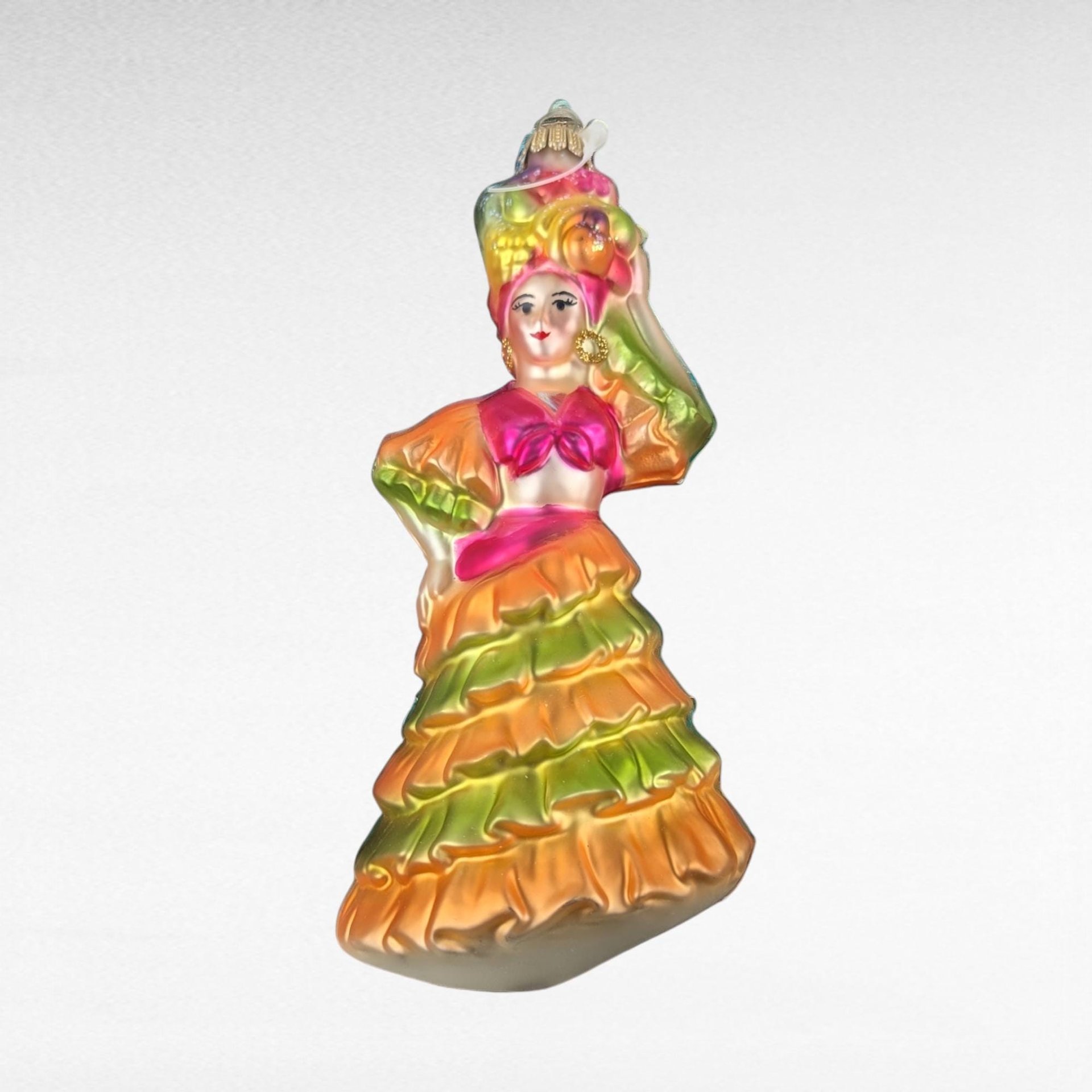 Vintage Midwest Little Dancer Glass Ornament, Flamenco Dancer, Colorful Dress, Blown Glass, Made in Germany, Christmas Ornament