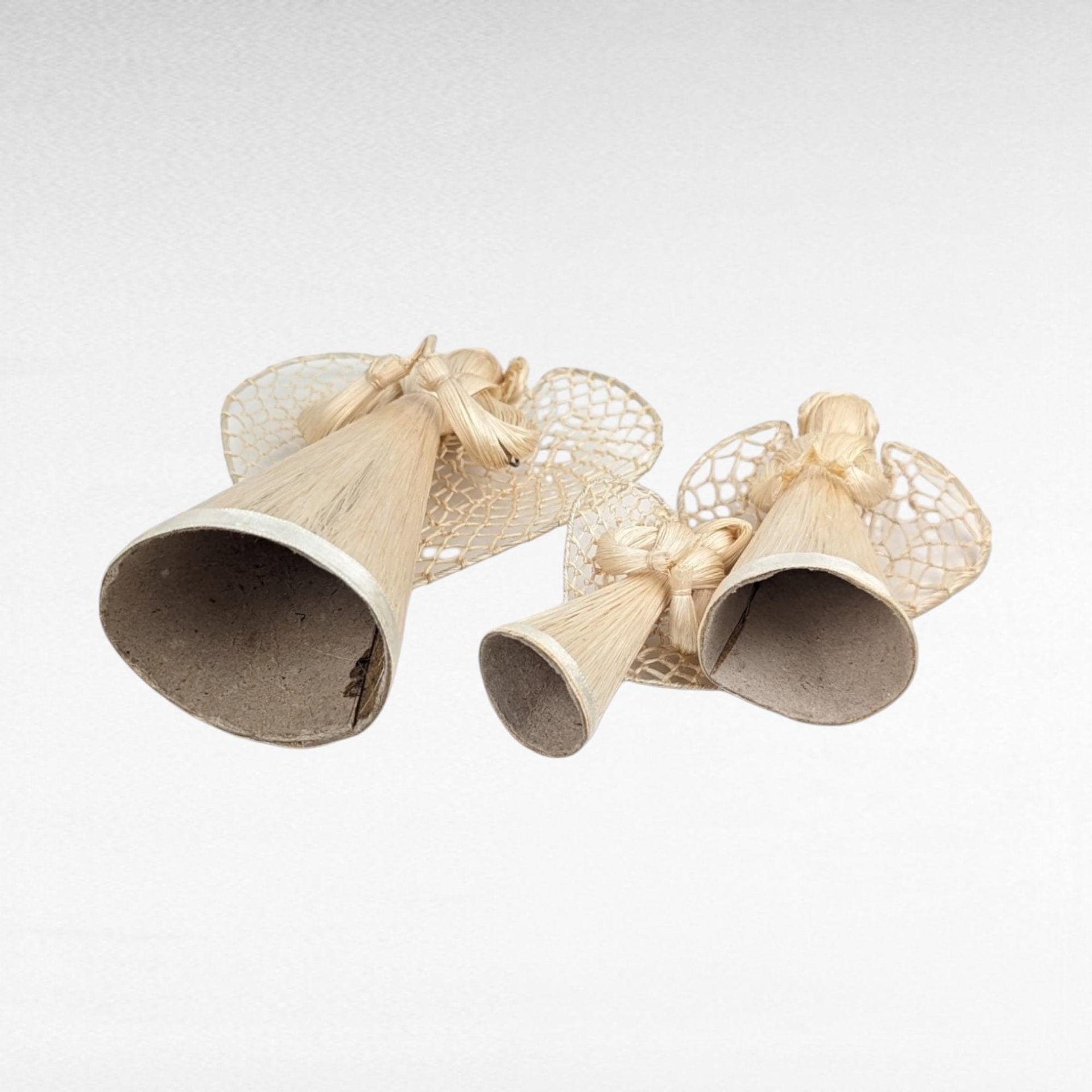Corn Husk Angel Figurines | Set of 3 Praying Angels | Rustic Angel Decor | Handmade Angel Trio | Natural Fiber Art